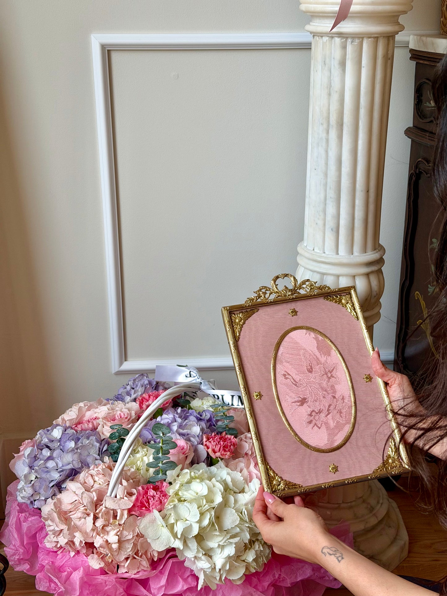 Pink late 19th Century Ormolu Mounted Frame