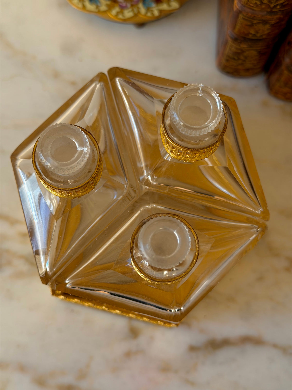 Triple Crystal Cabaret a Parfums with Gilt Bronze Mounts