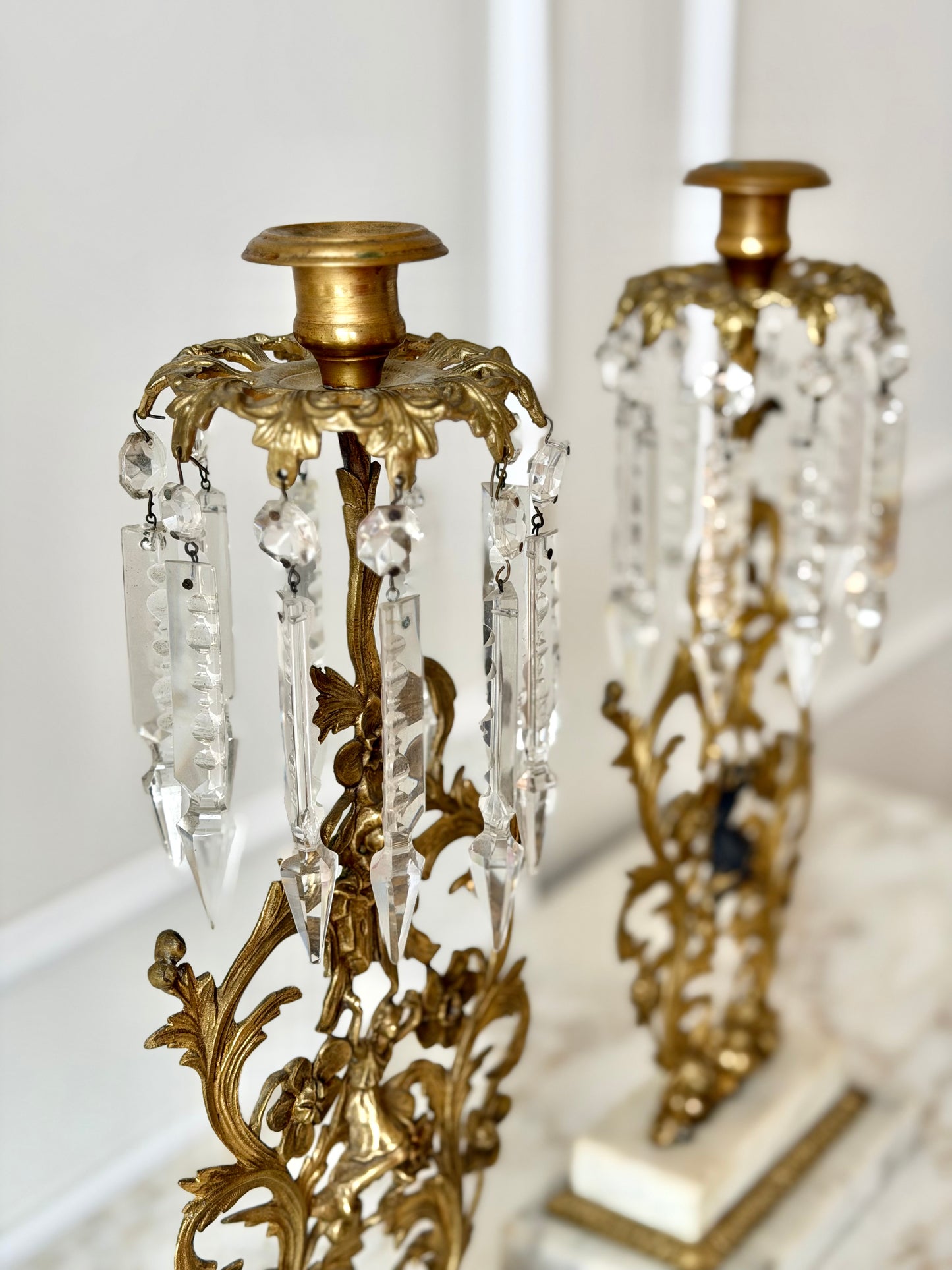 Art Nouveau gilt spelter candlesticks (pair)