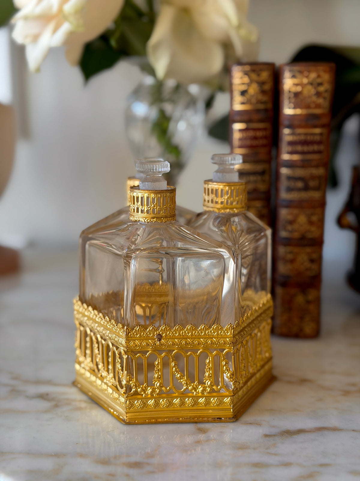 Triple Crystal Cabaret a Parfums with Gilt Bronze Mounts