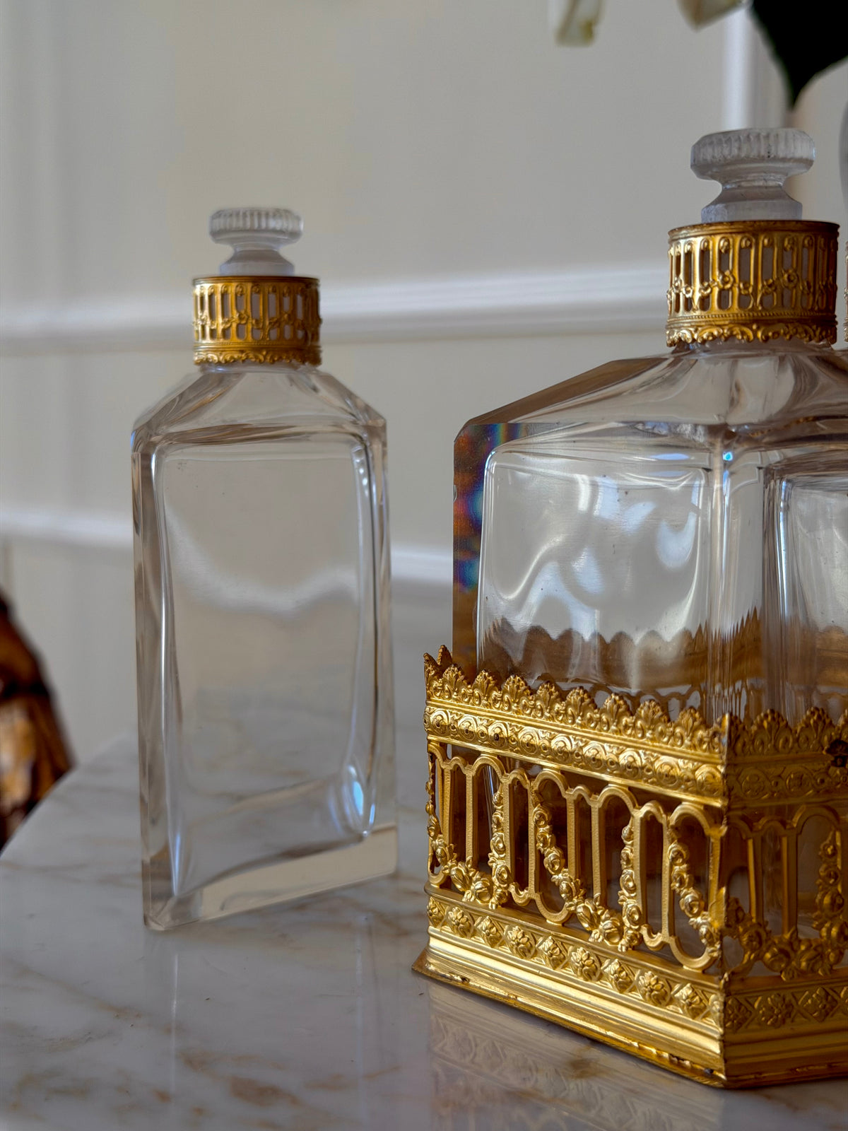 Triple Crystal Cabaret a Parfums with Gilt Bronze Mounts