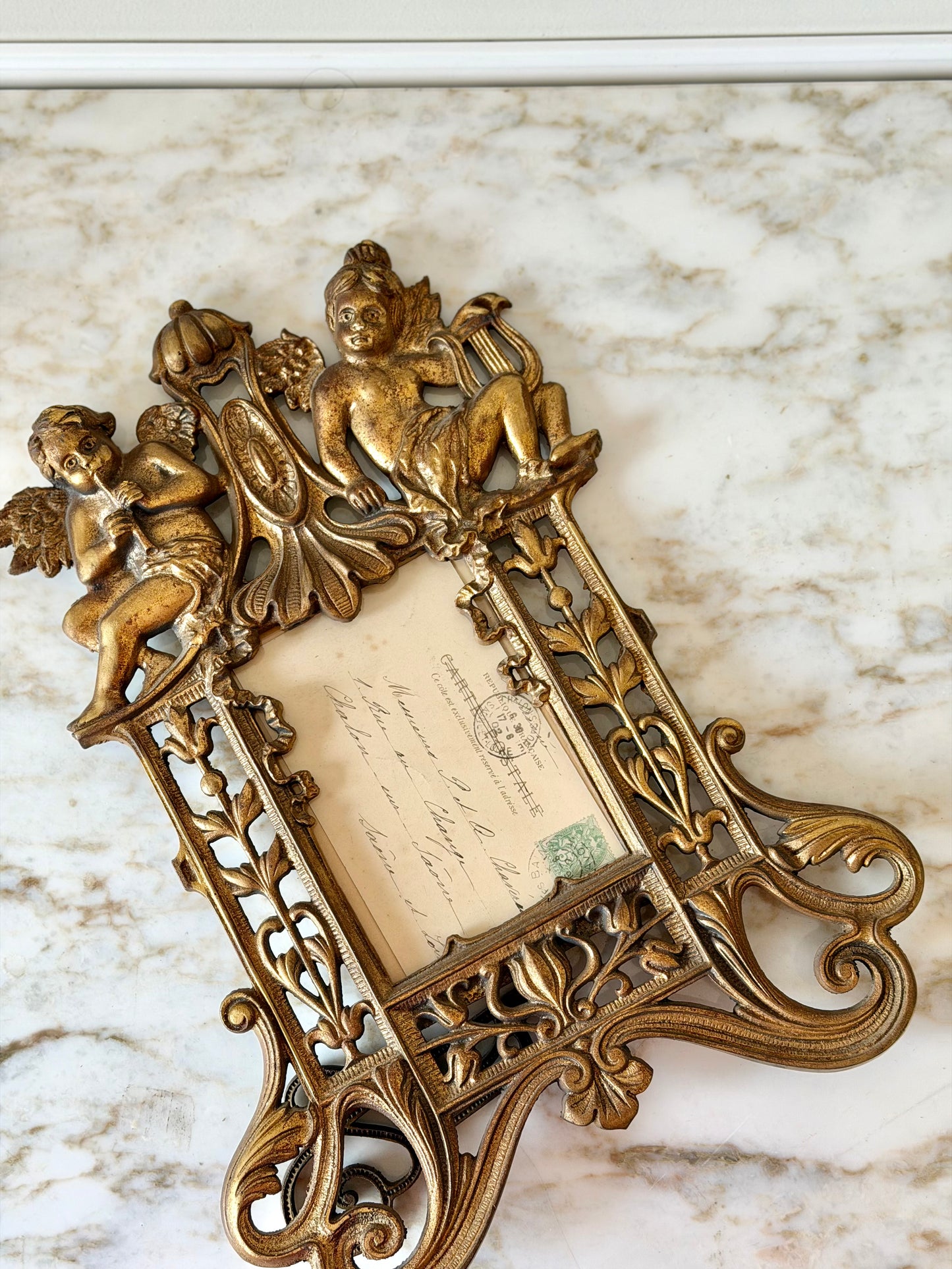 Heavy Gilt Art Nouveau Cherub Frame