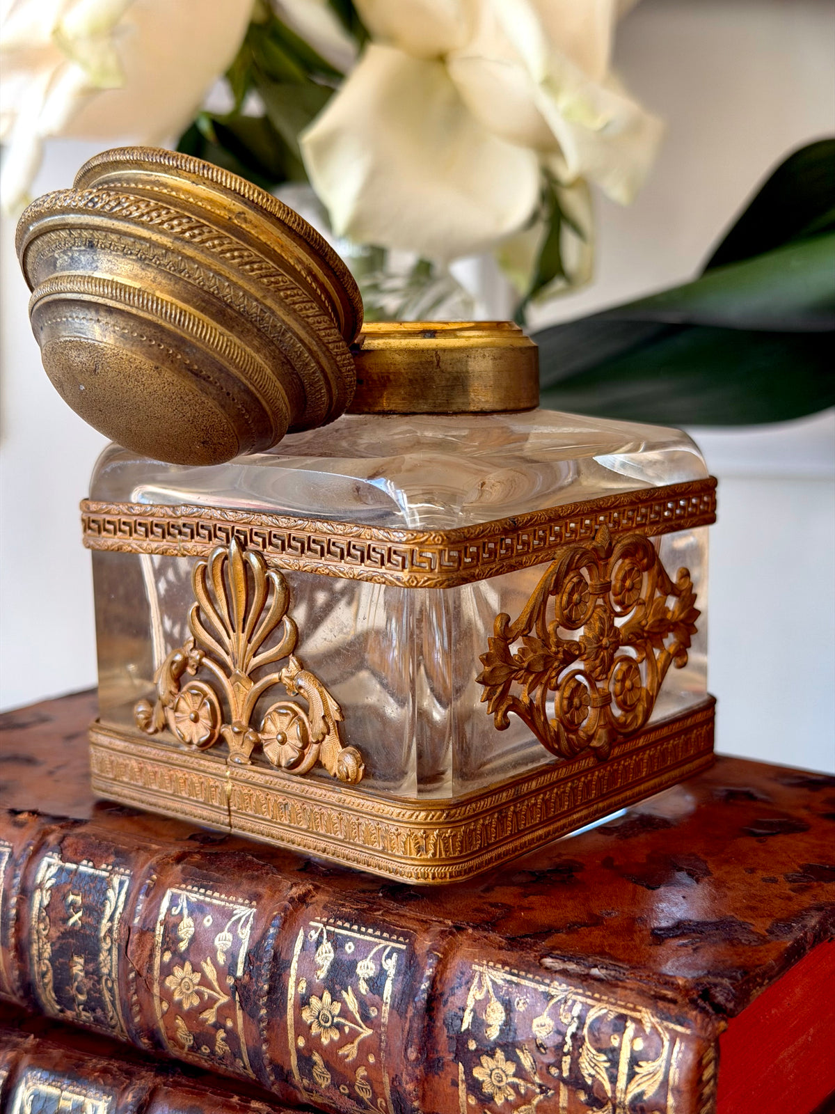 Napoleon III Crystal Inkwell with Gilt Bronze Mounts