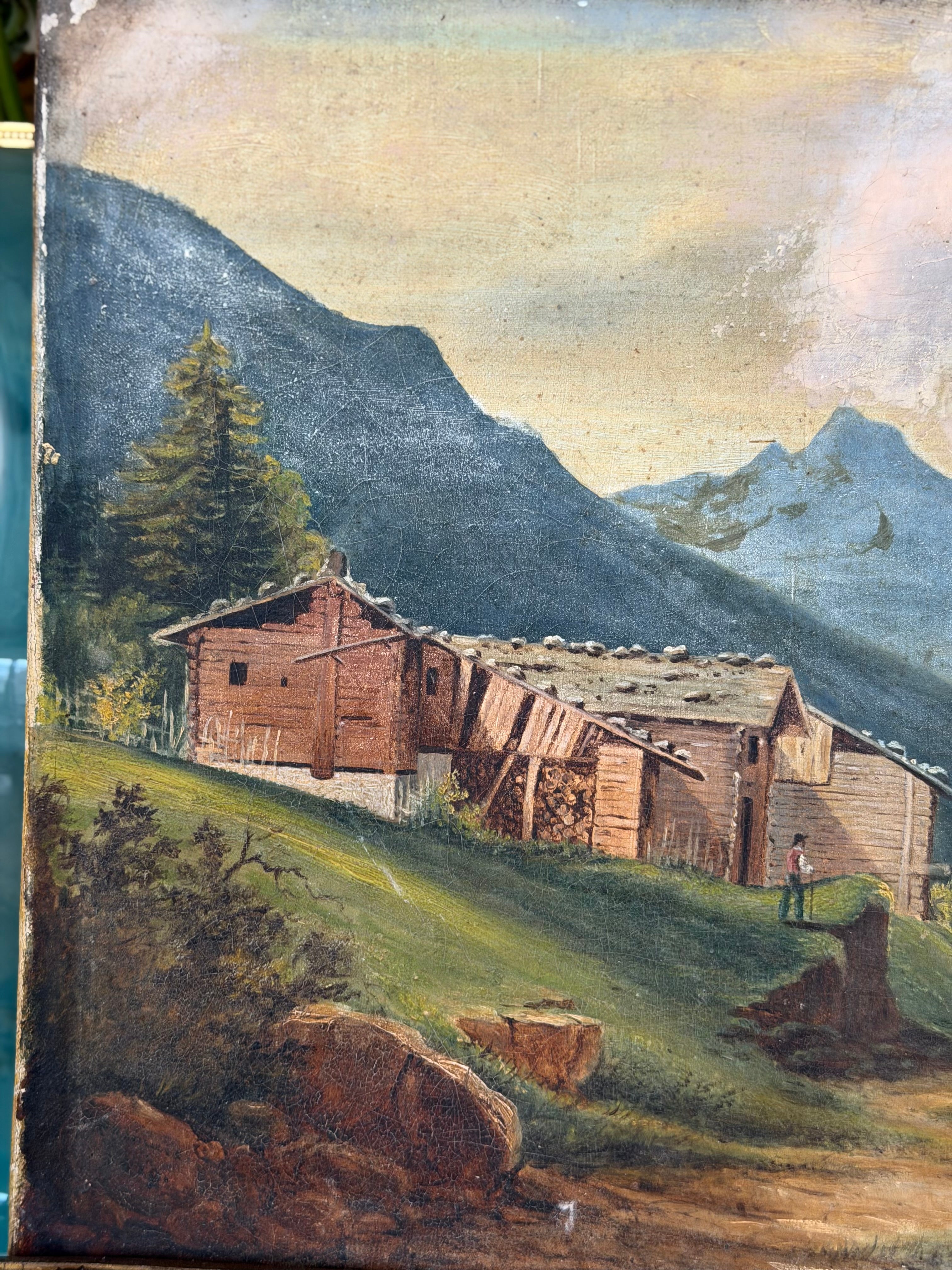 Antique Swiss Alpine Landscape | Oil on canvas