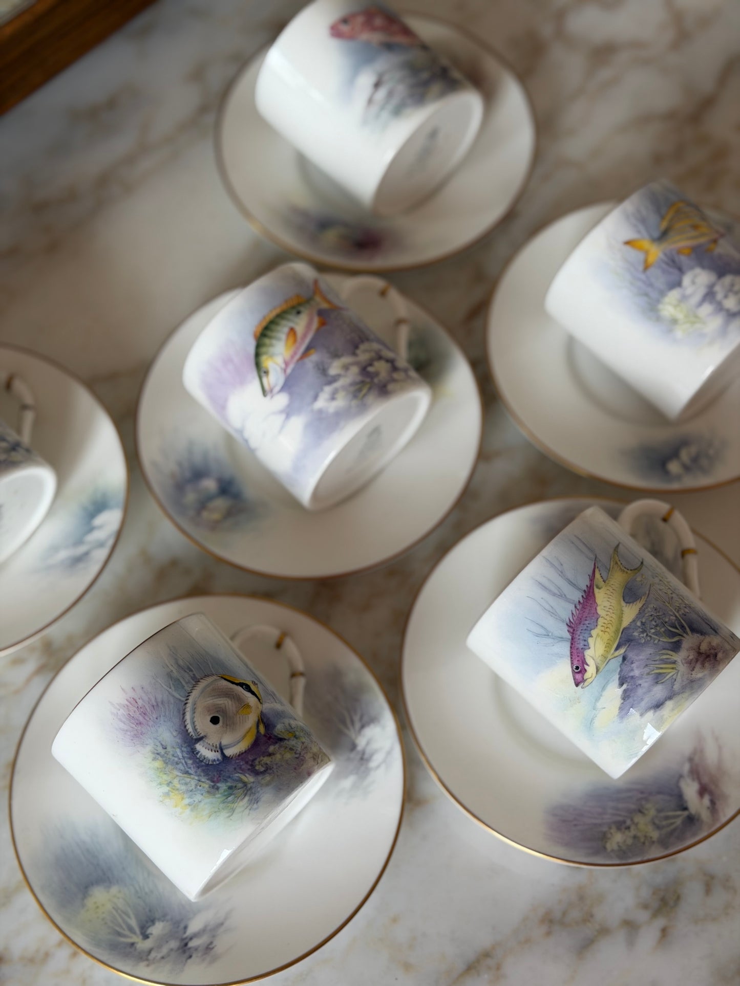 Royal Worcester demitasse teacup and saucer set (6)