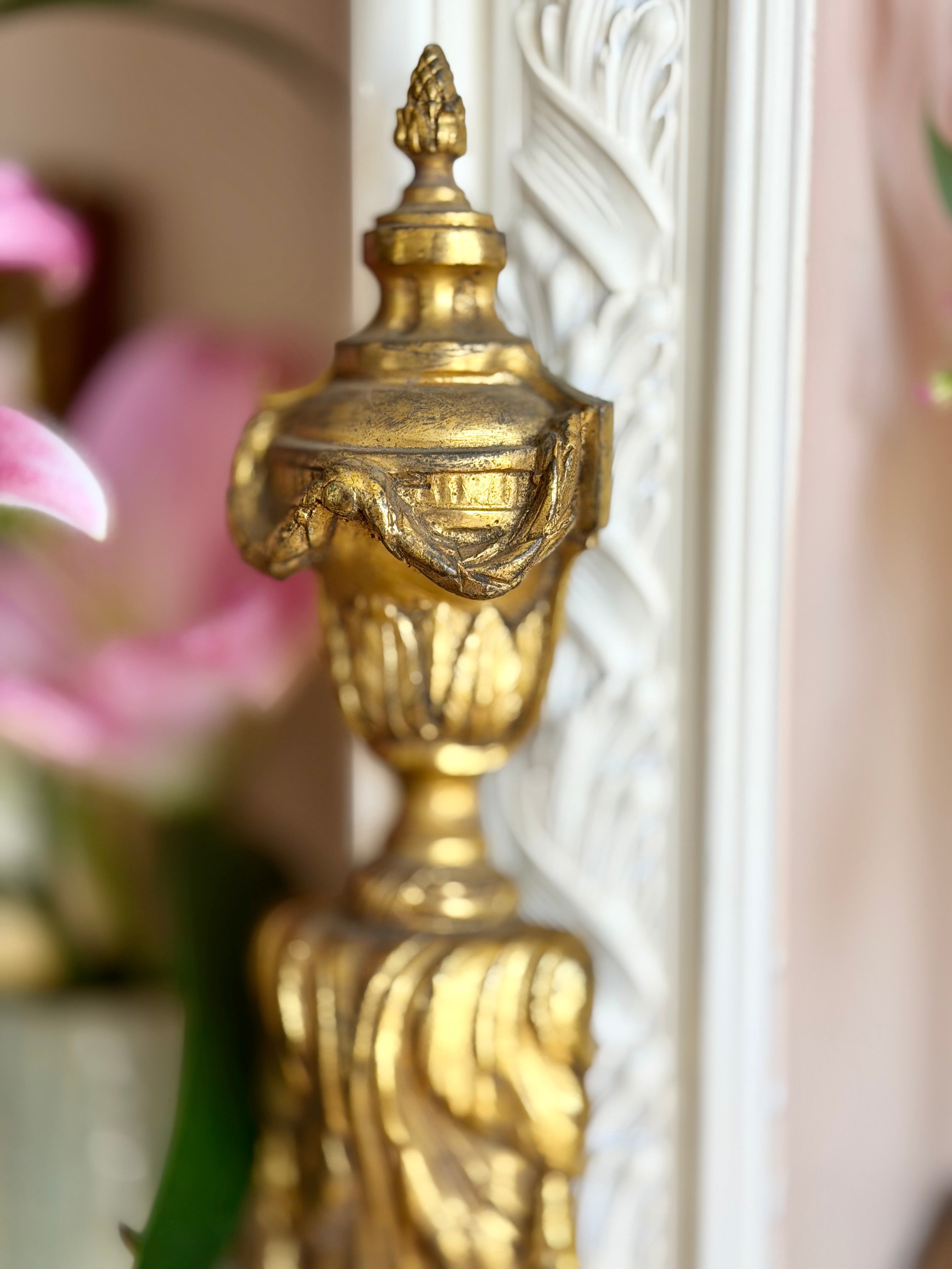 Louis XVI Style Gilt Brass Wall Sconces