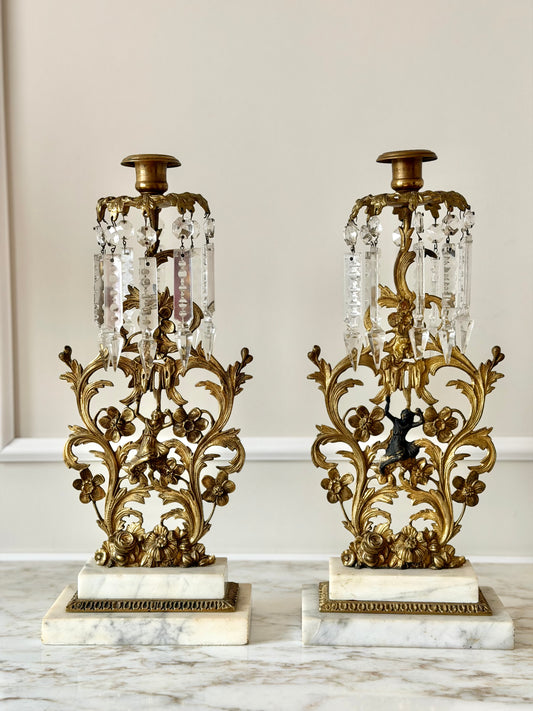Art Nouveau gilt spelter candlesticks (pair)