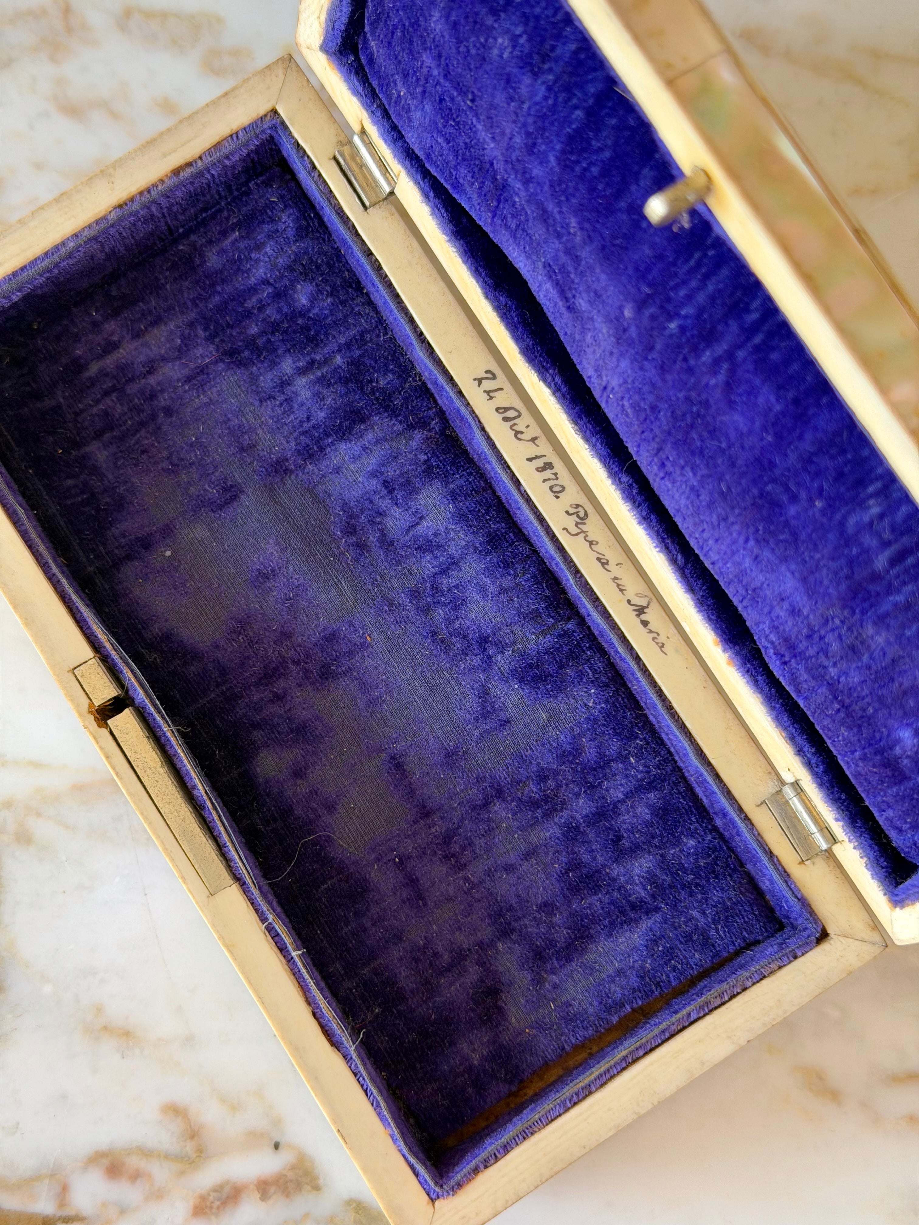 Mother of Pearl & Abalone Jewelry Box with Dated Inscription
