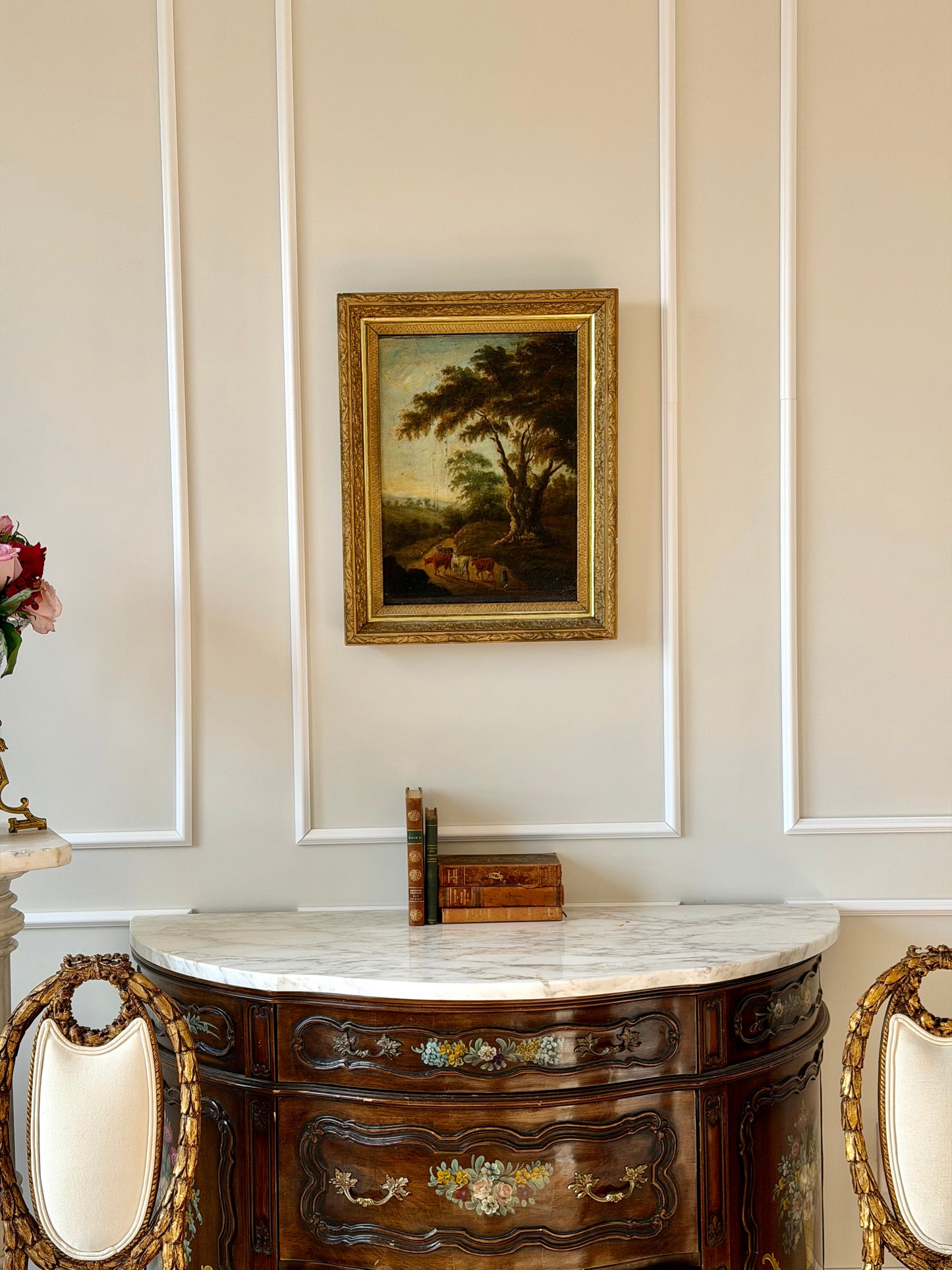 Antique Pastoral landscape- oil on canvas (fixed to board)