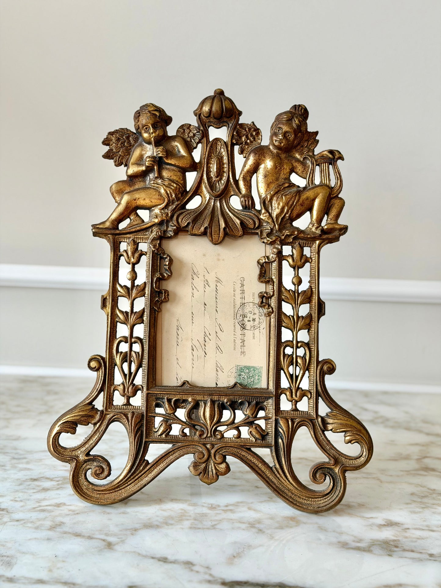 Heavy Gilt Art Nouveau Cherub Frame