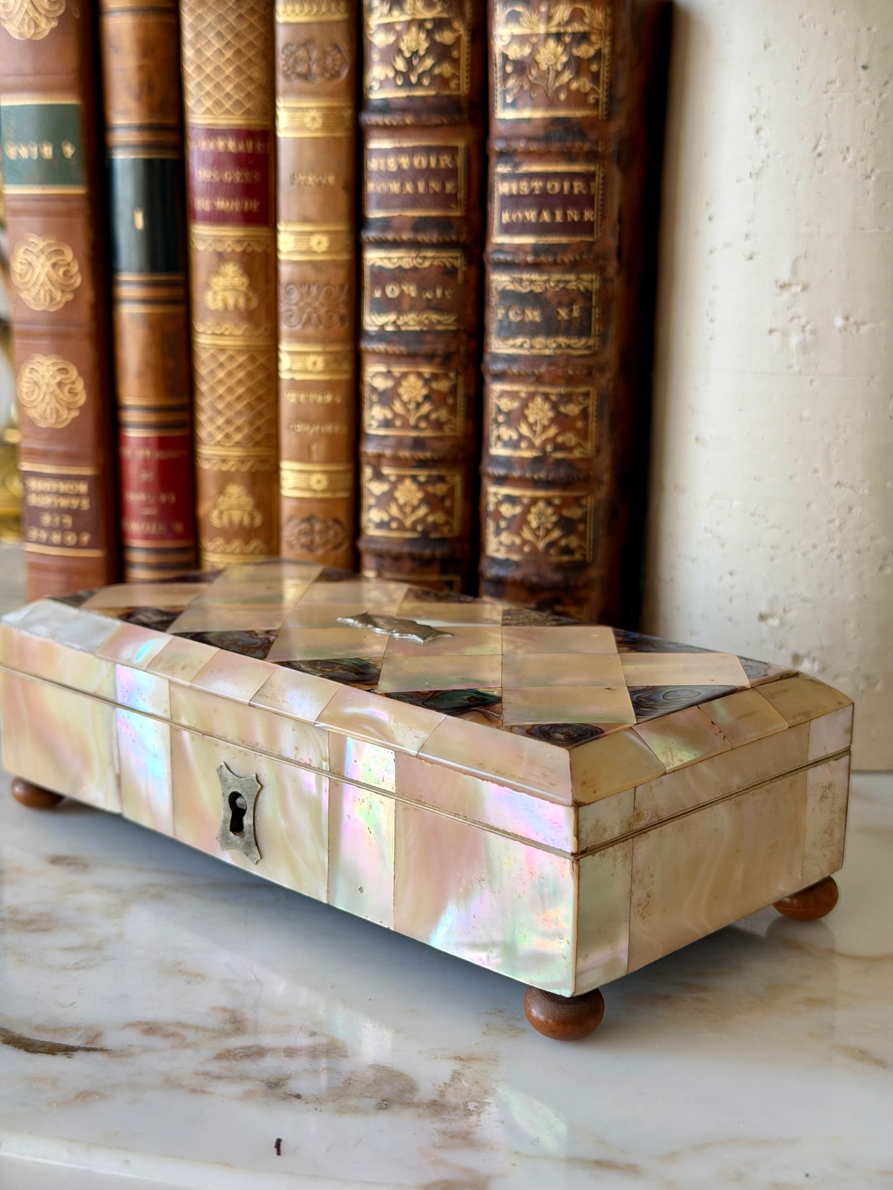 Mother of Pearl & Abalone Jewelry Box with Dated Inscription