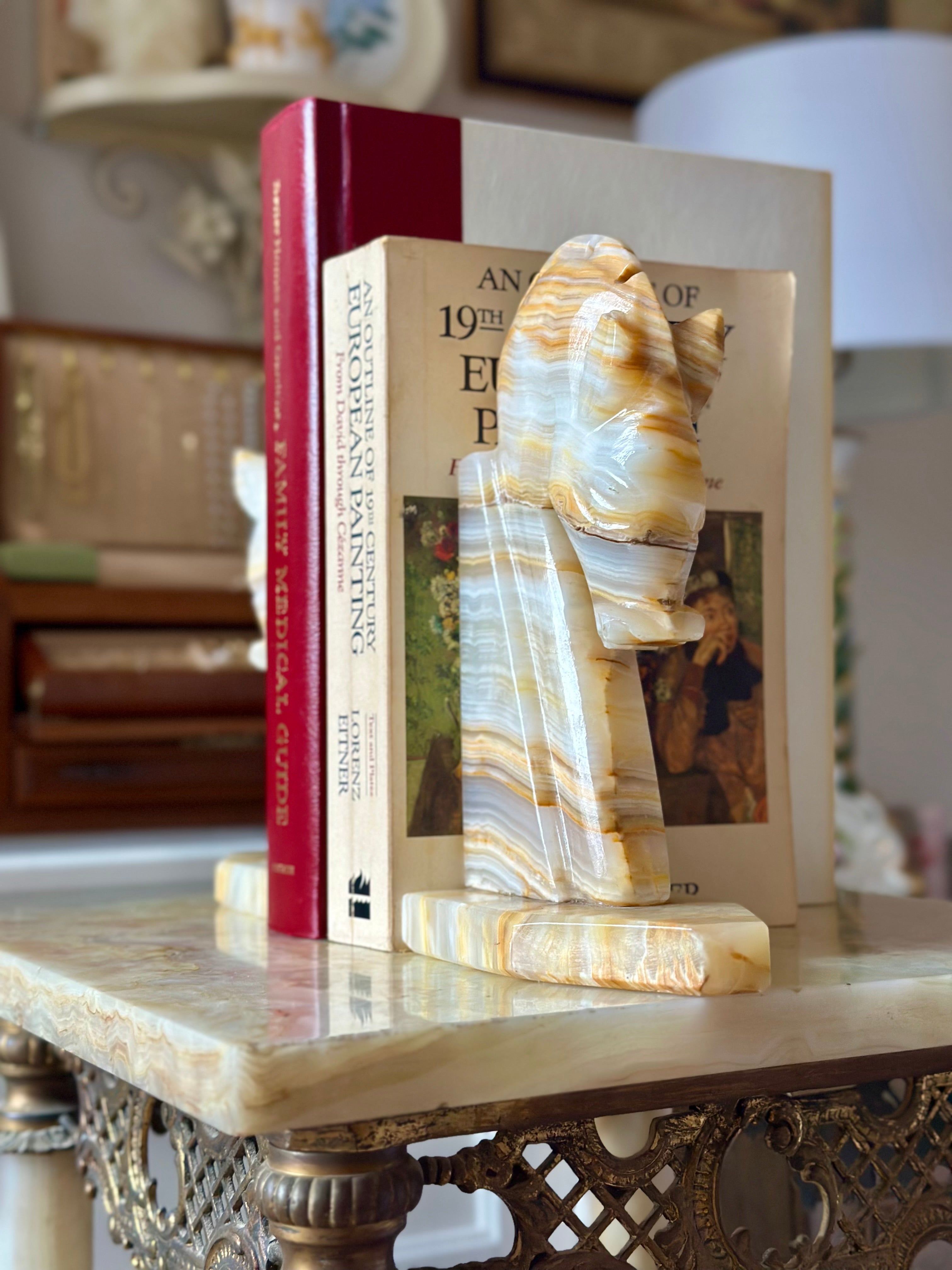 Onyx Horse Bookends