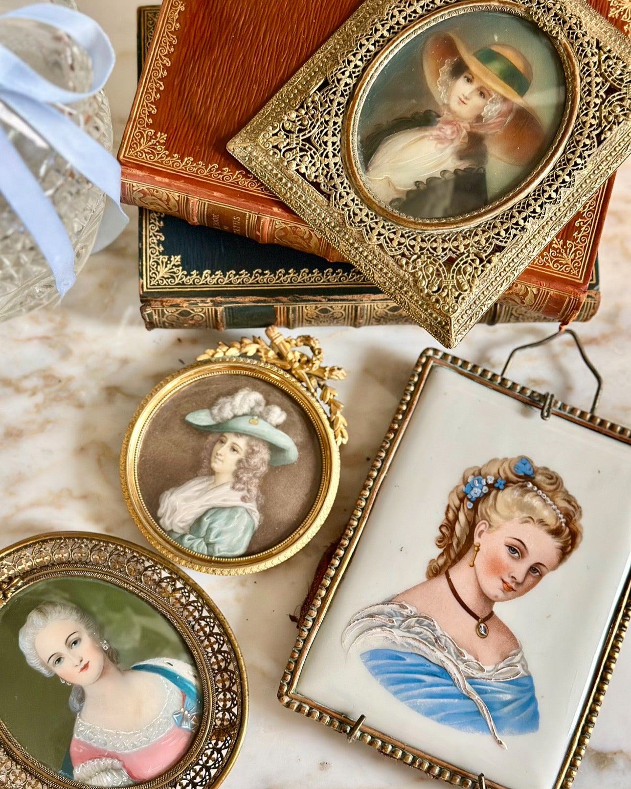 Oval Miniature Portrait in Ornate Brass Frame