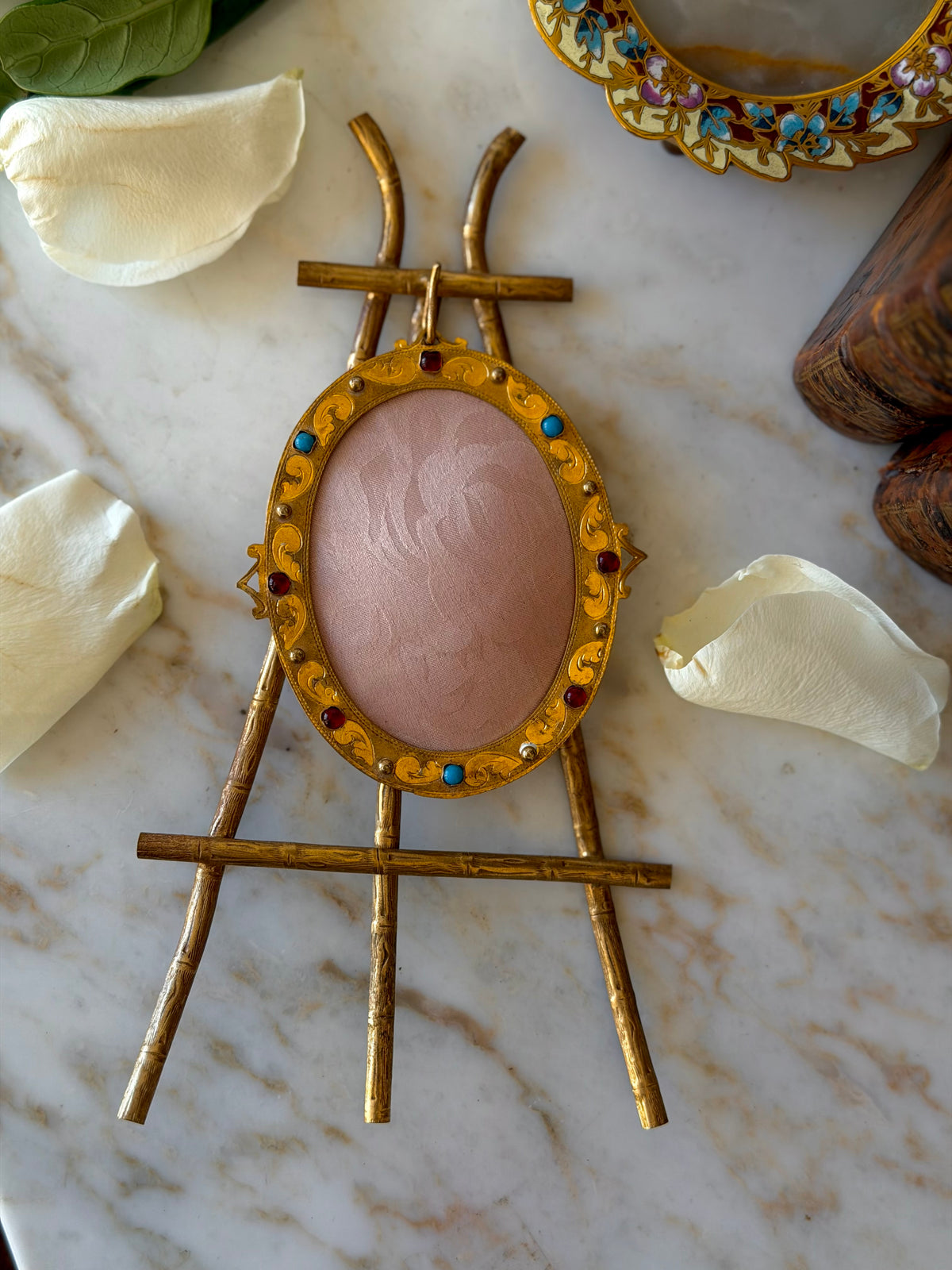 Bejeweled Easel Frame with Pocket Watch Hook
