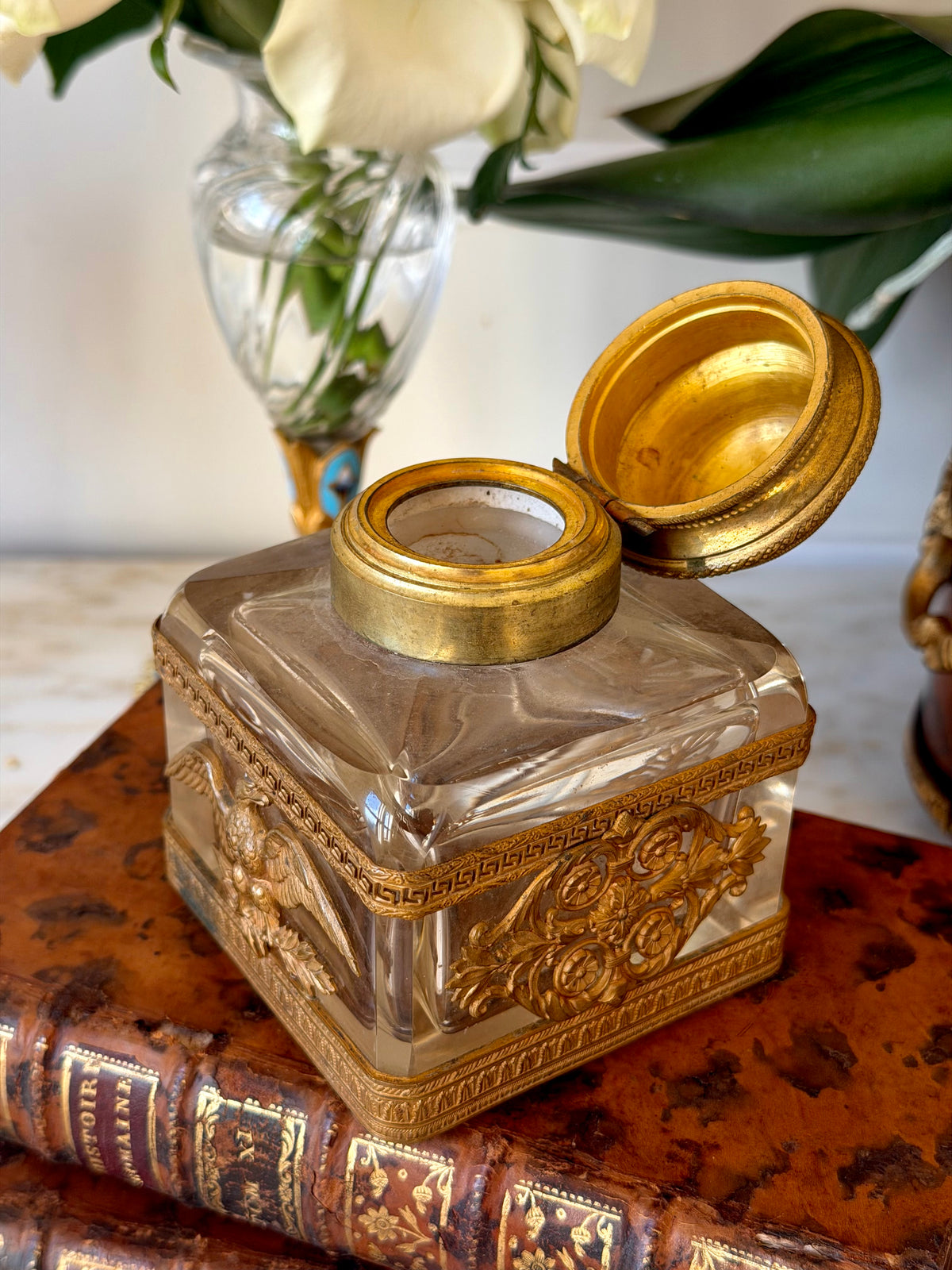 Napoleon III Crystal Inkwell with Gilt Bronze Mounts