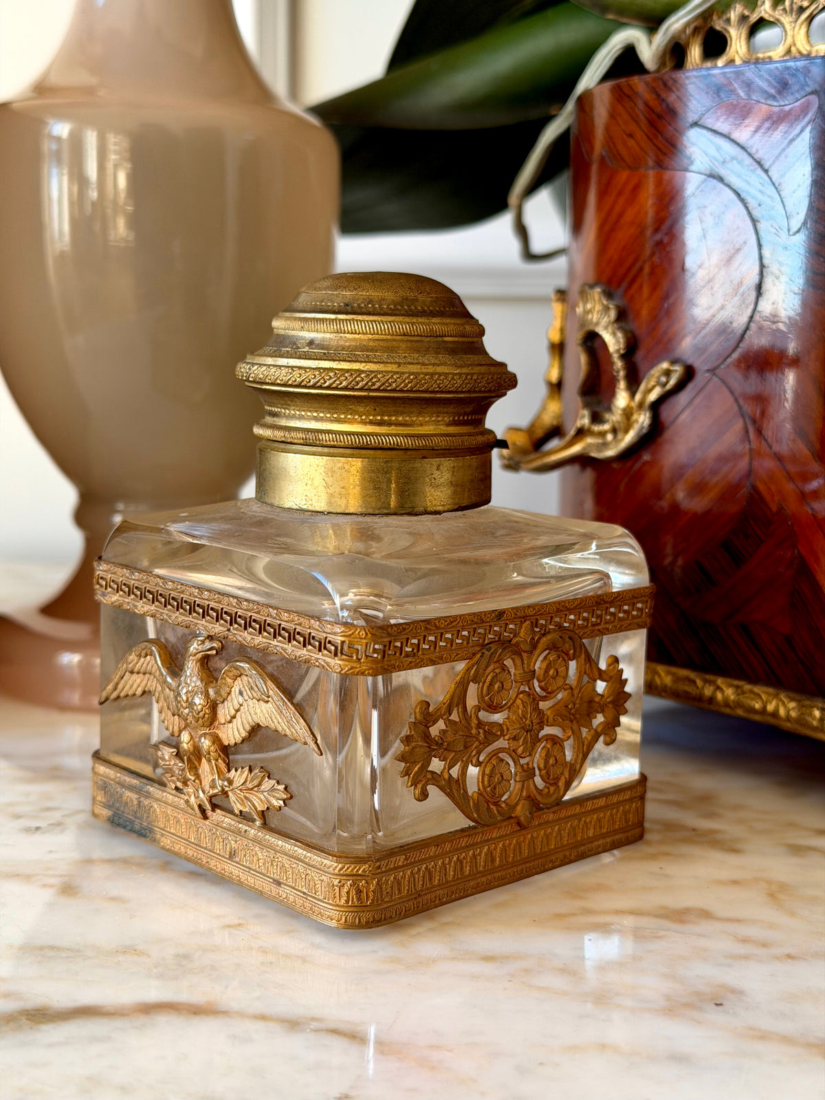 Napoleon III Crystal Inkwell with Gilt Bronze Mounts