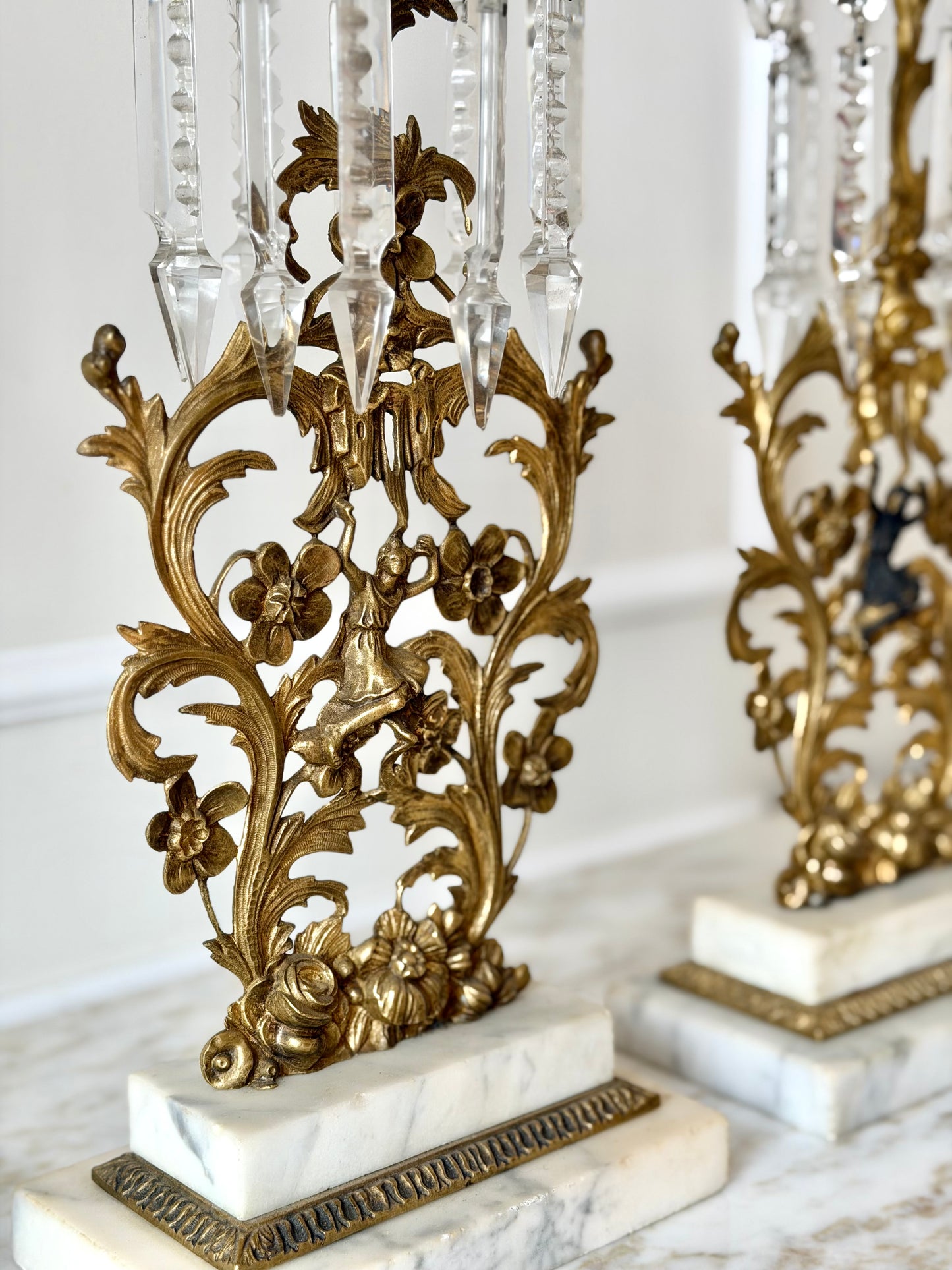 Art Nouveau gilt spelter candlesticks (pair)