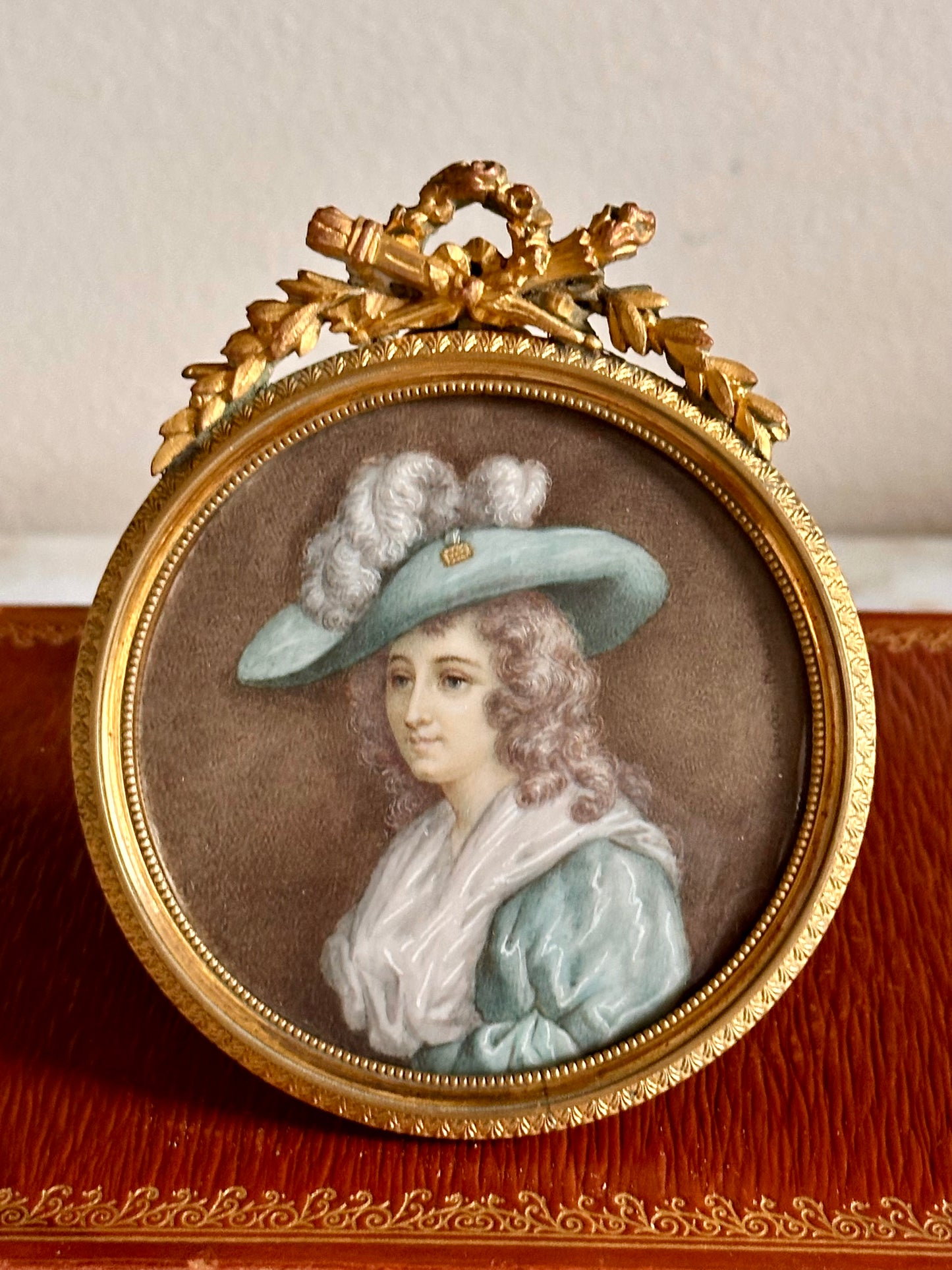 Antique French Hand-Painted Portrait Miniature