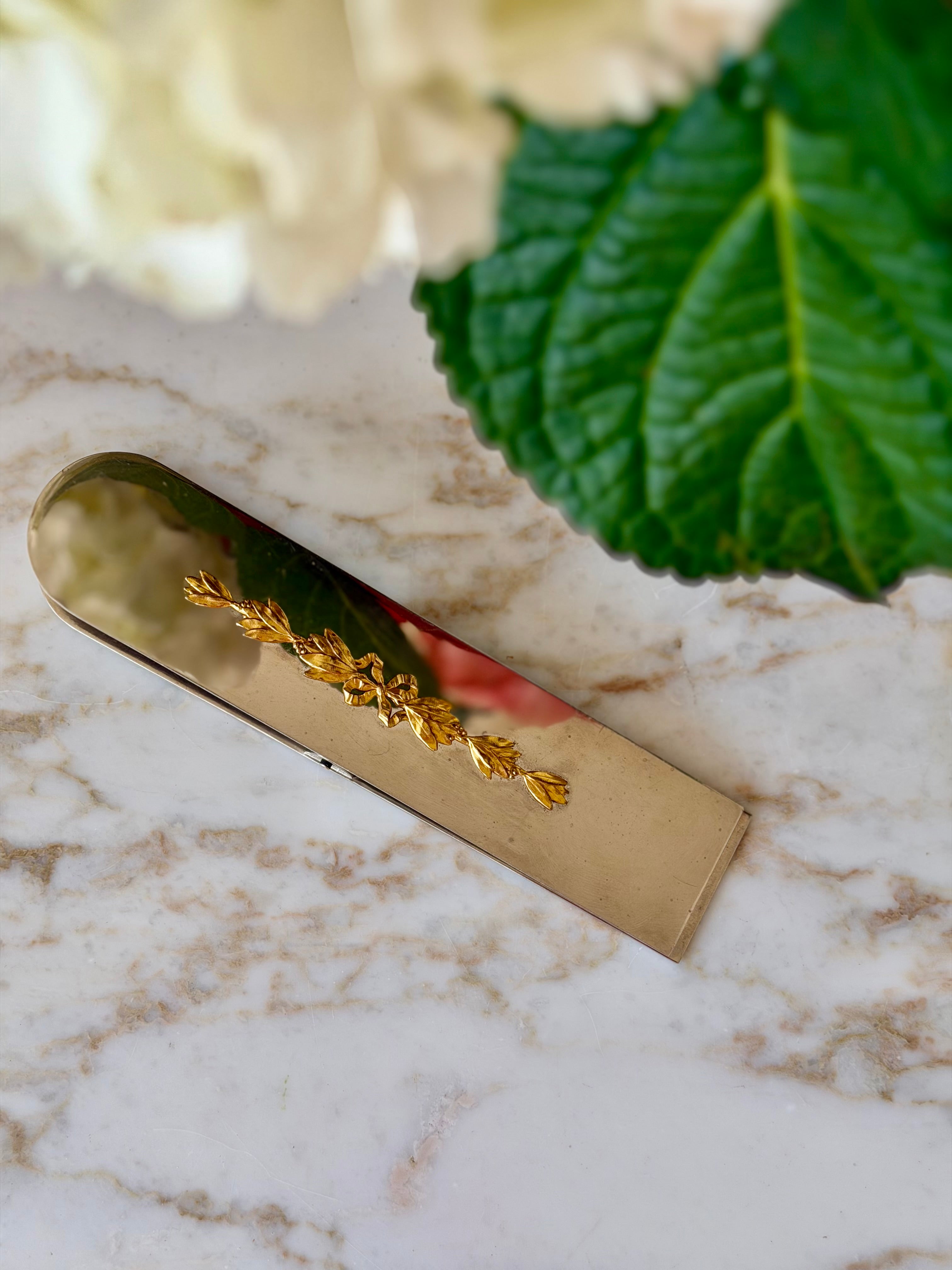 Ravenet D’Enfert Silver-Plate & Gilt Bronze Laurel Desk Clip