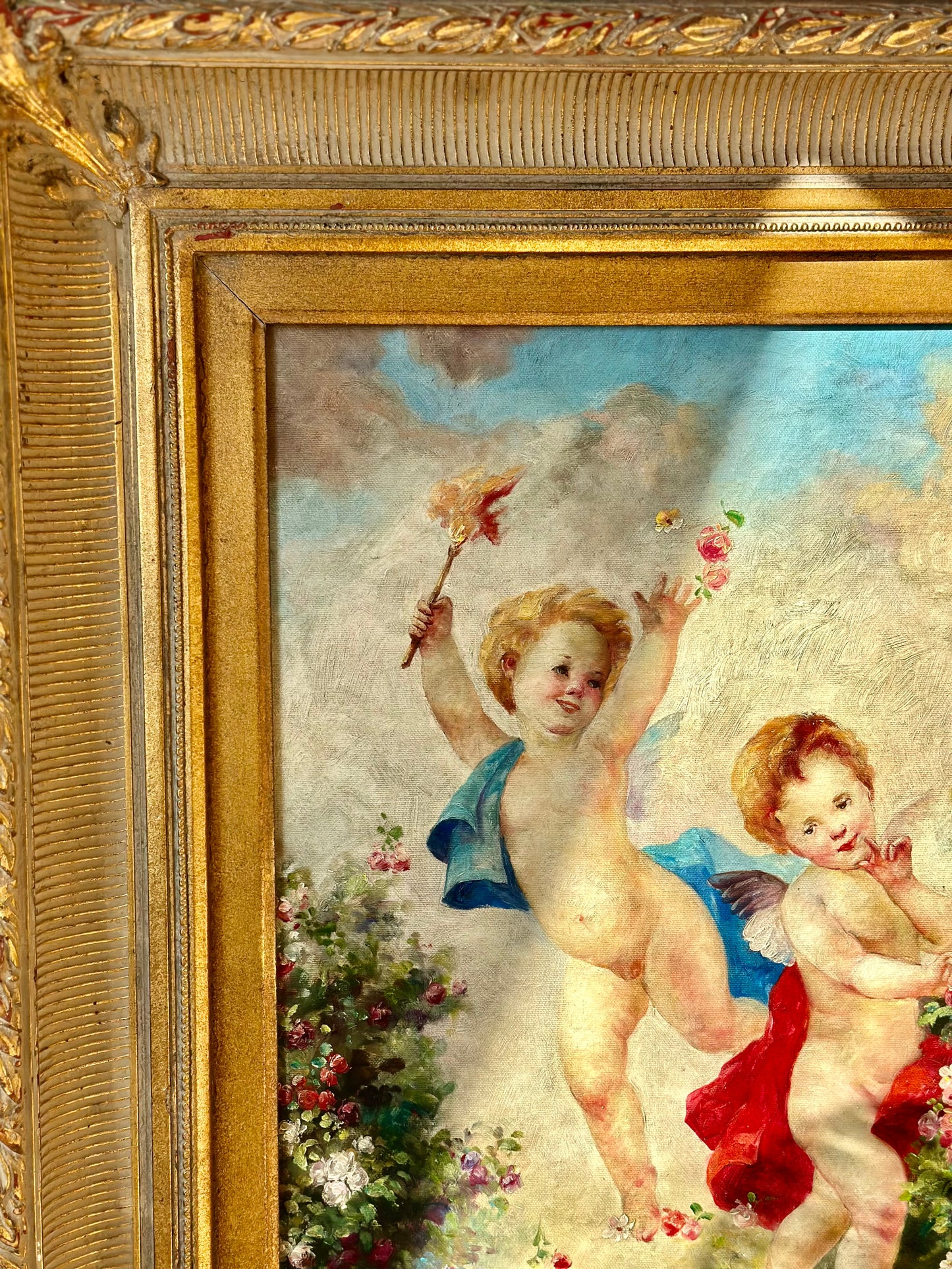 Playful Cherubs Oil on Canvas