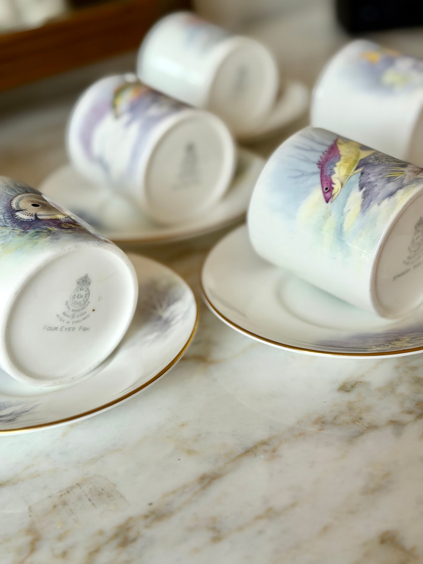 Royal Worcester demitasse teacup and saucer set (6)
