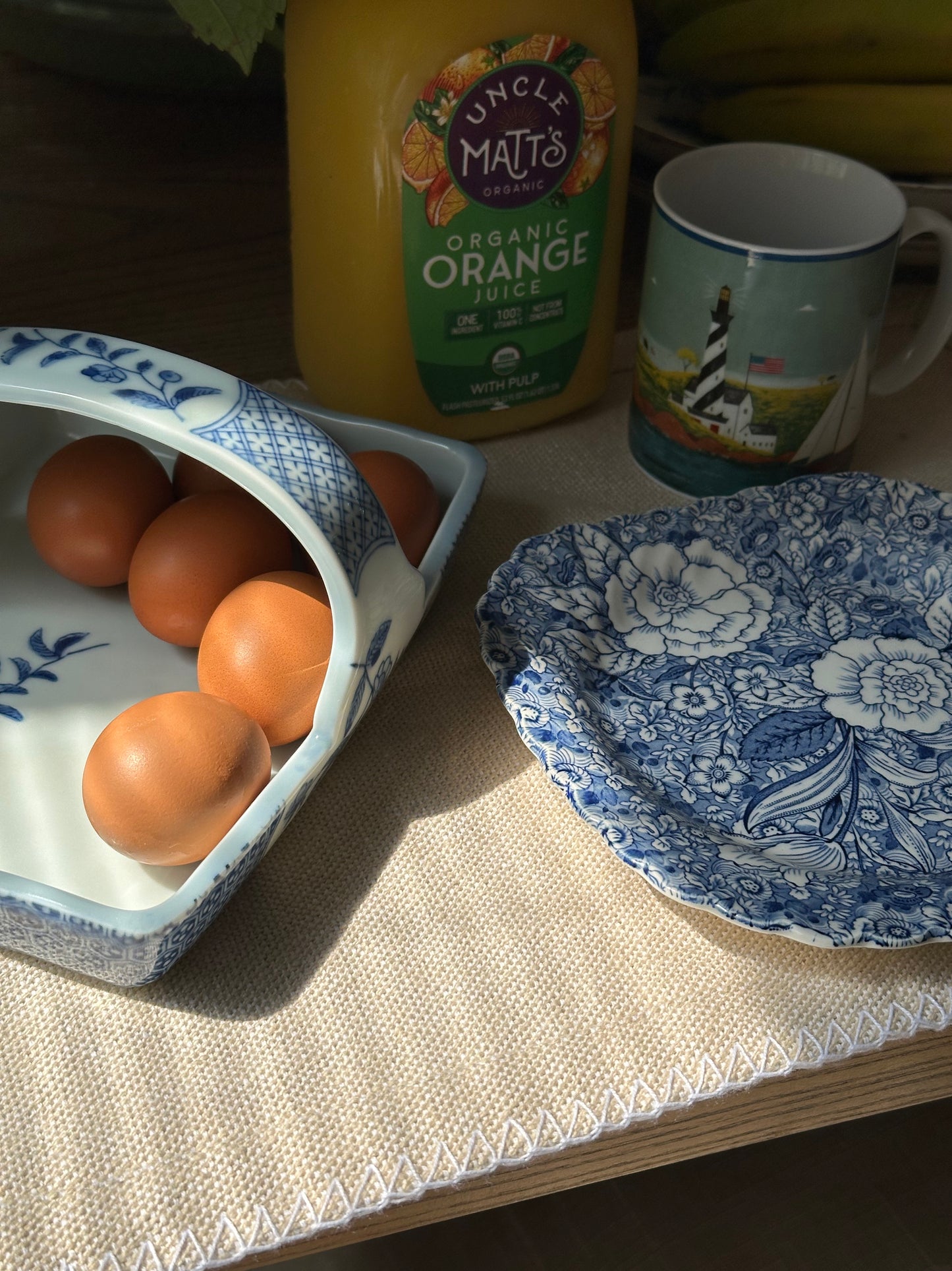 Coastal Blossom Porcelain Basket