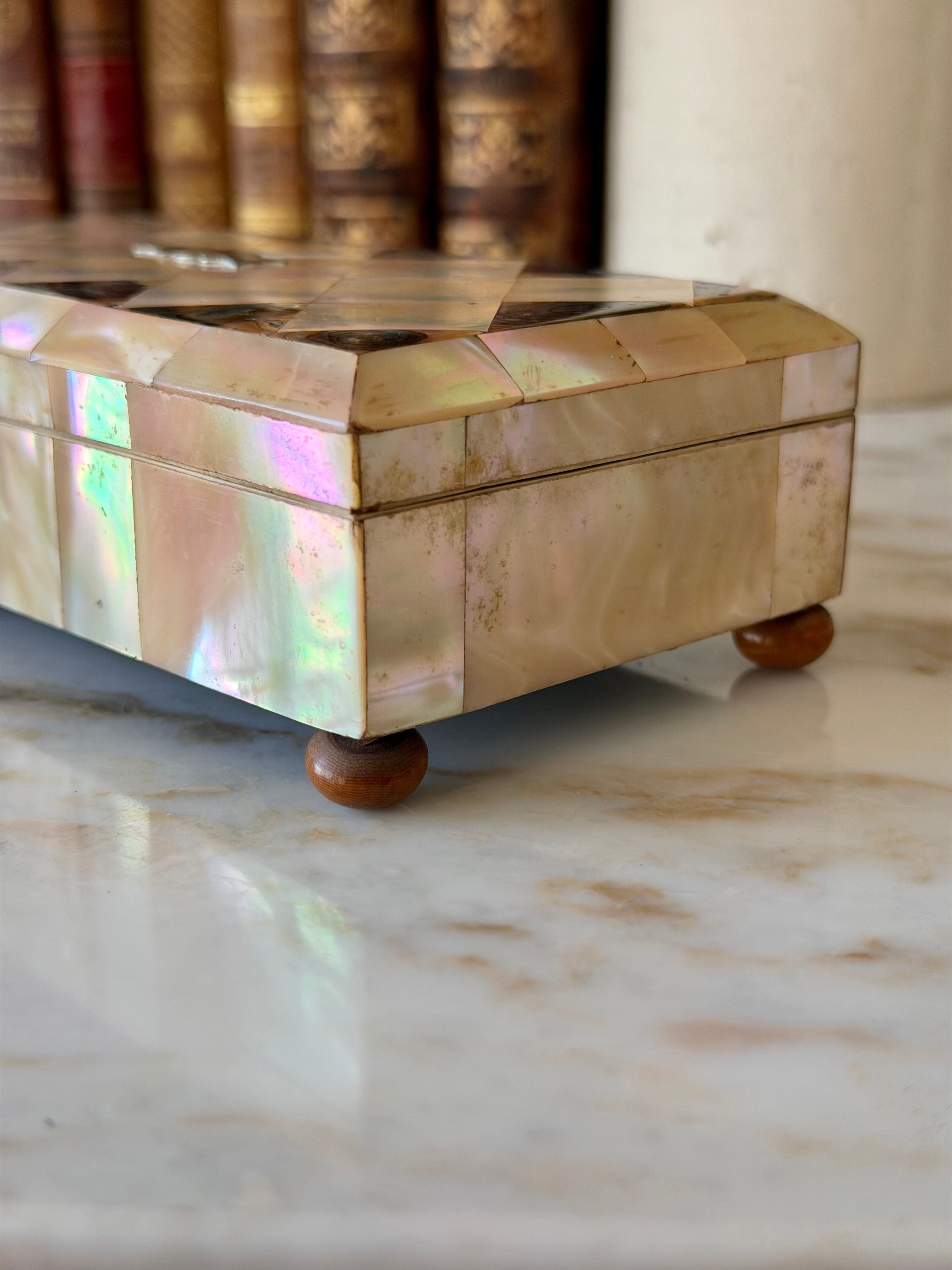 Mother of Pearl & Abalone Jewelry Box with Dated Inscription