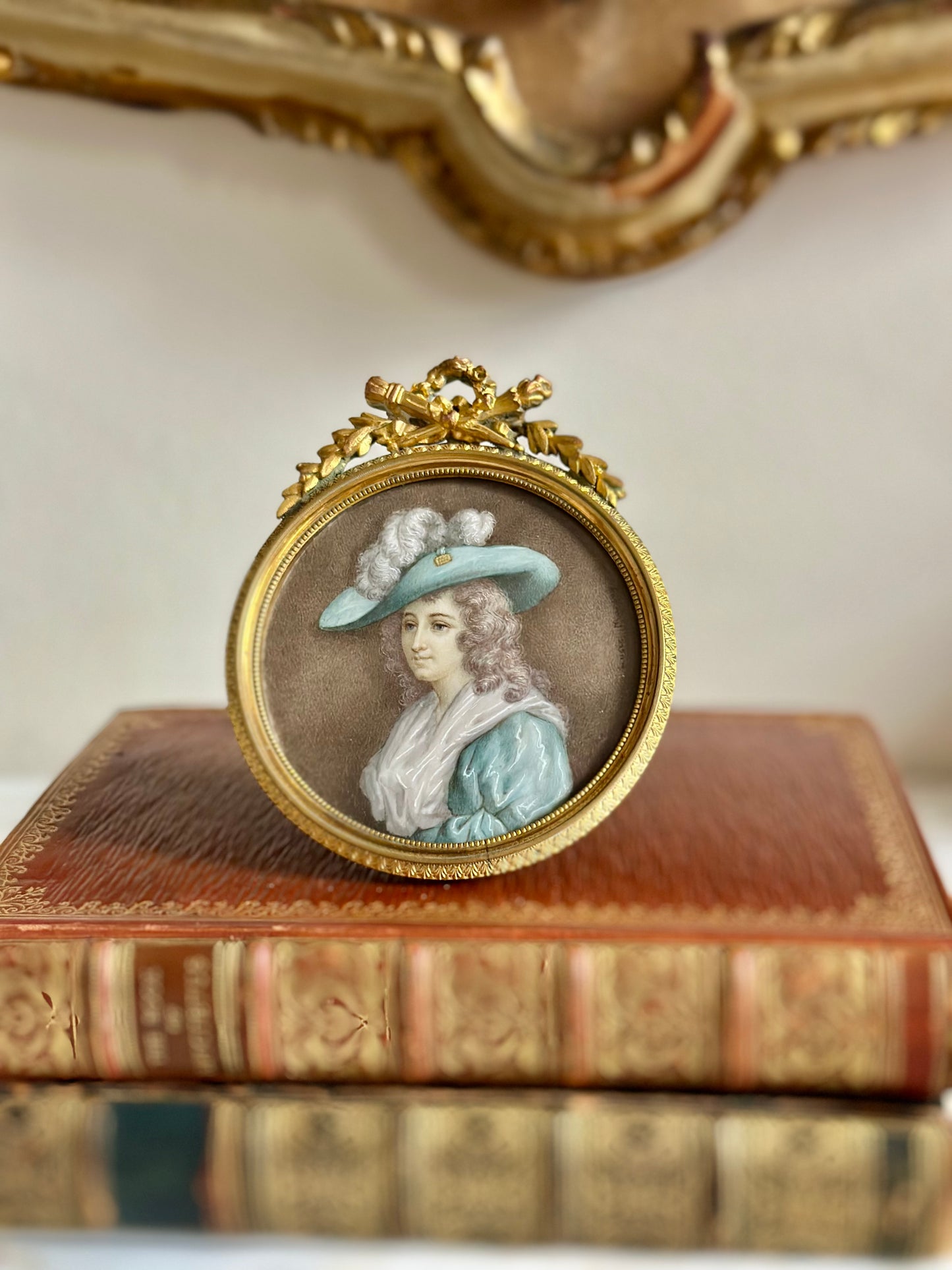 Antique French Hand-Painted Portrait Miniature
