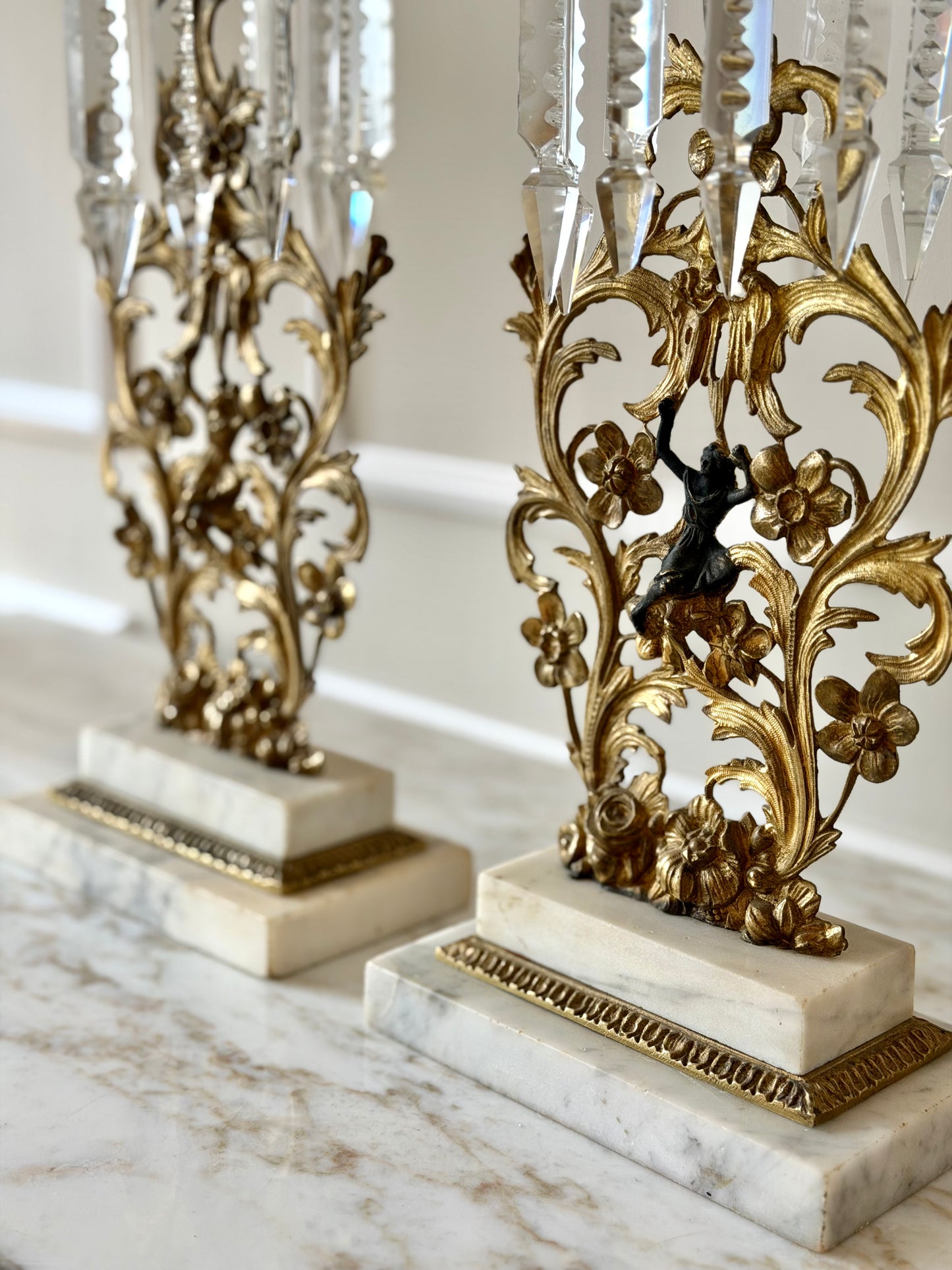 Art Nouveau gilt spelter candlesticks (pair)