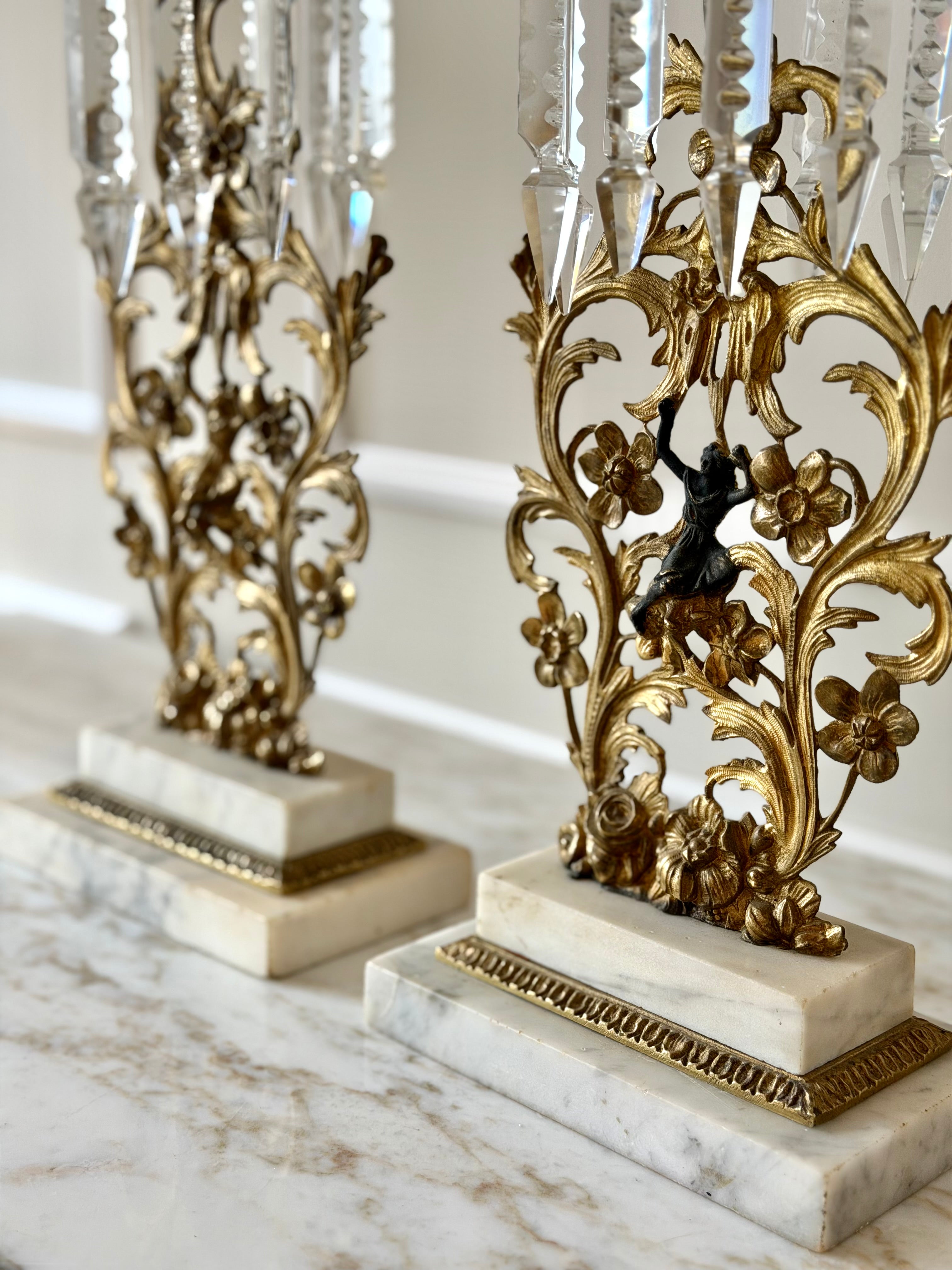 Art Nouveau gilt spelter candlesticks (pair)