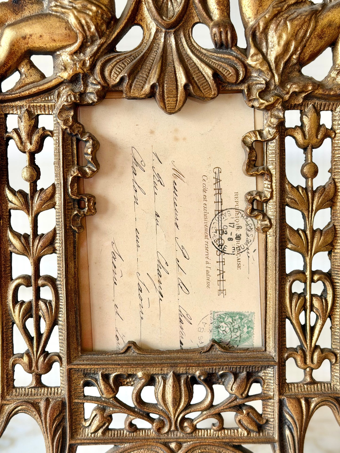 Heavy Gilt Art Nouveau Cherub Frame