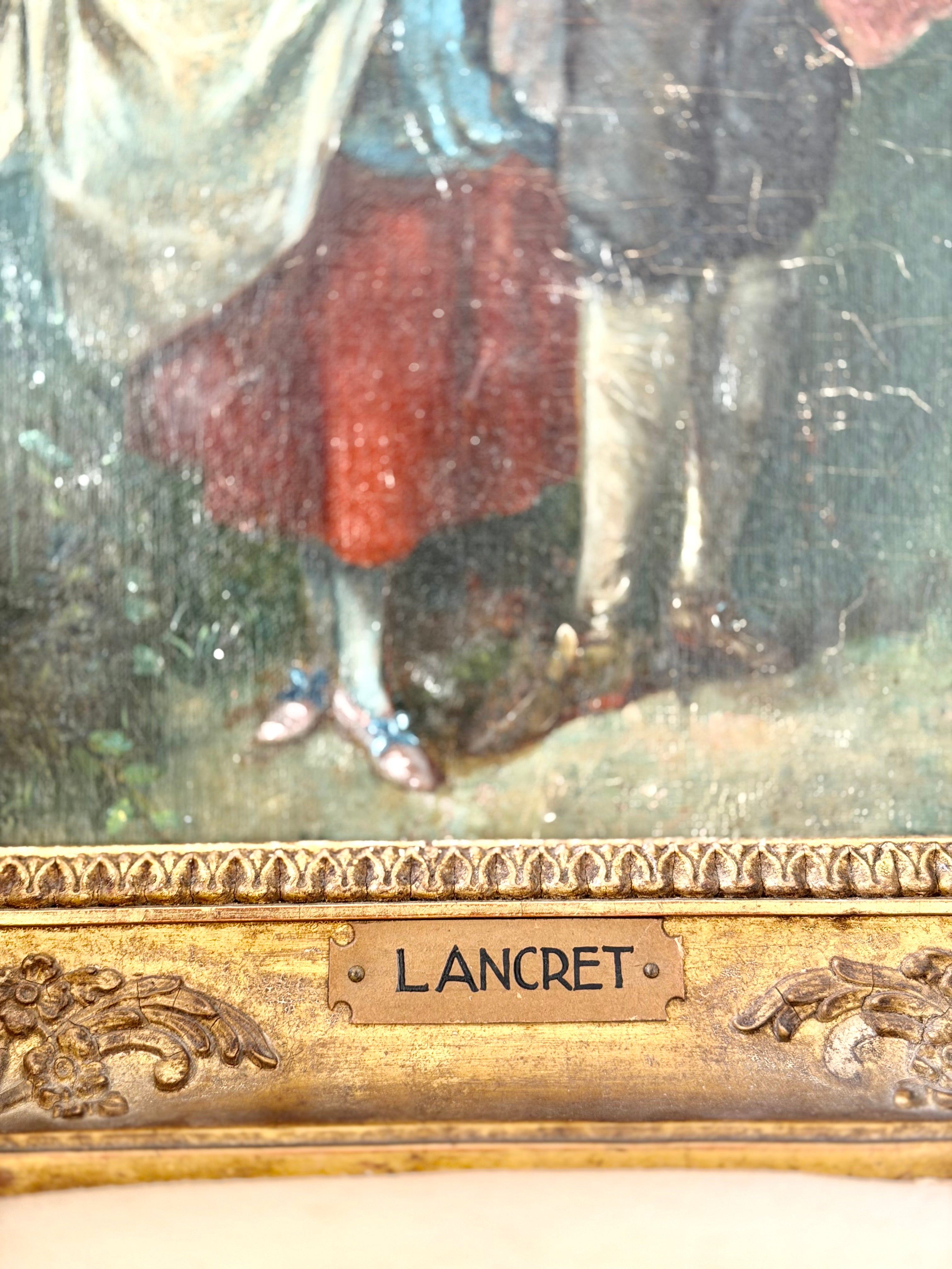 French Courting Scene Oil Painting After Nicolas Lancret