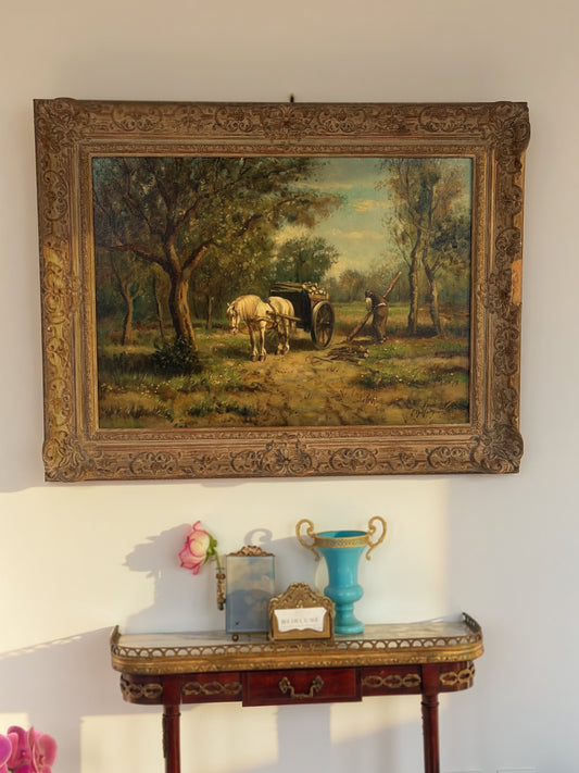 Antique Pastoral Landscape Oil on Canvas