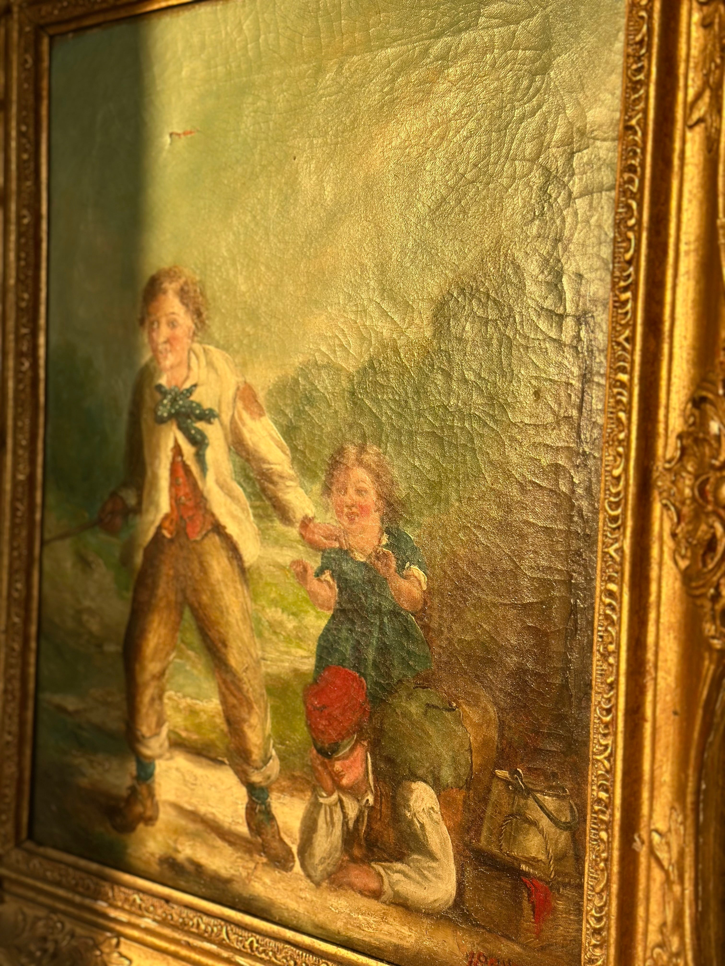 Vibrant Antique Figural Painting