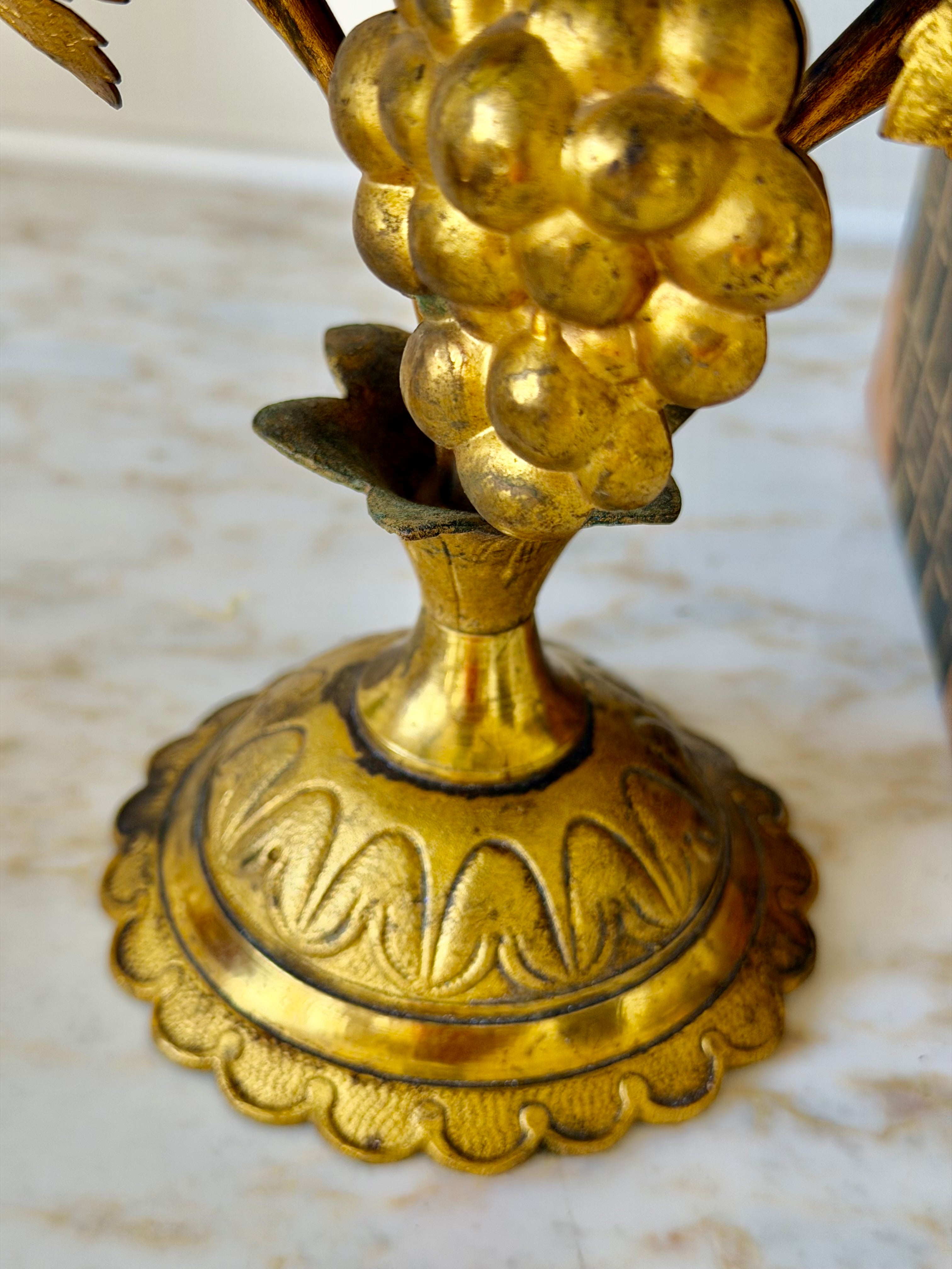 French Gilt Bronze Floral & Cranberry Glass Vase