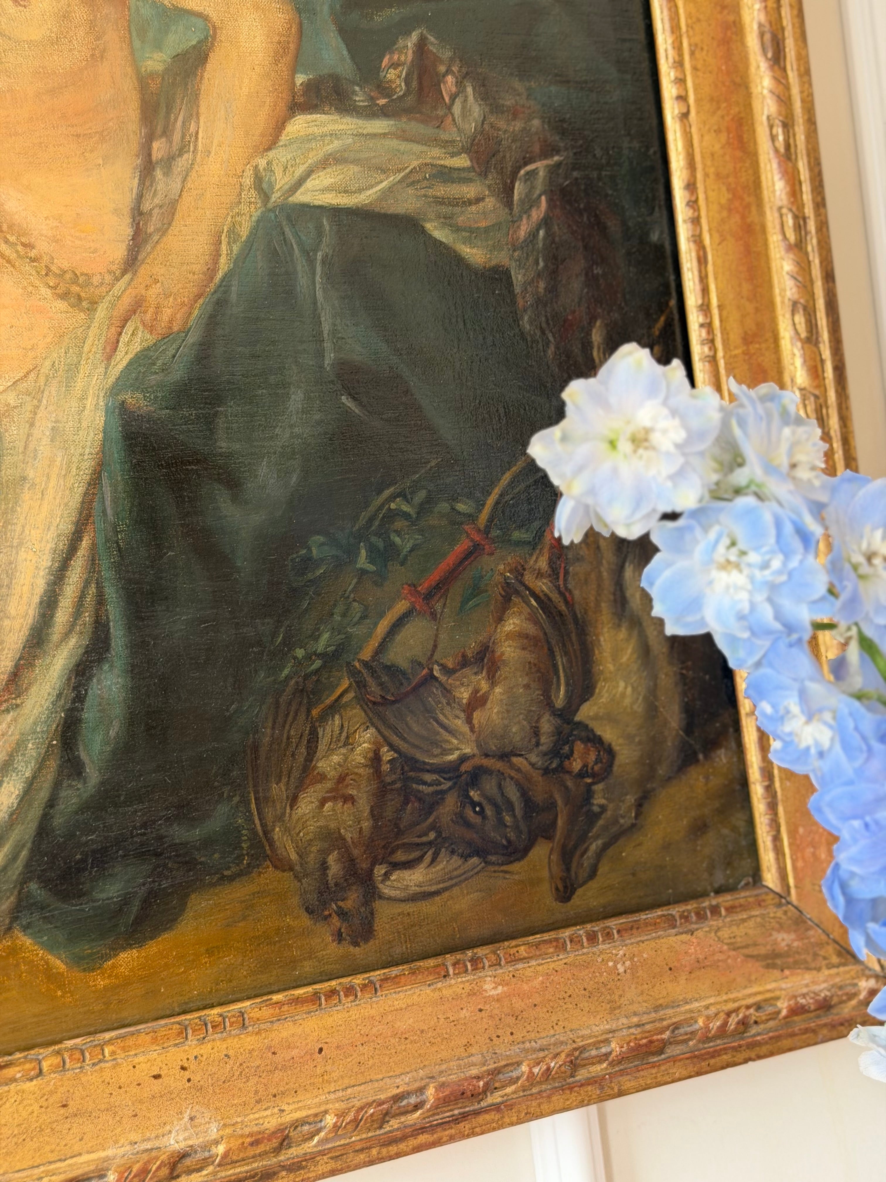 Diana After The Bath, antique framed oil on canvas