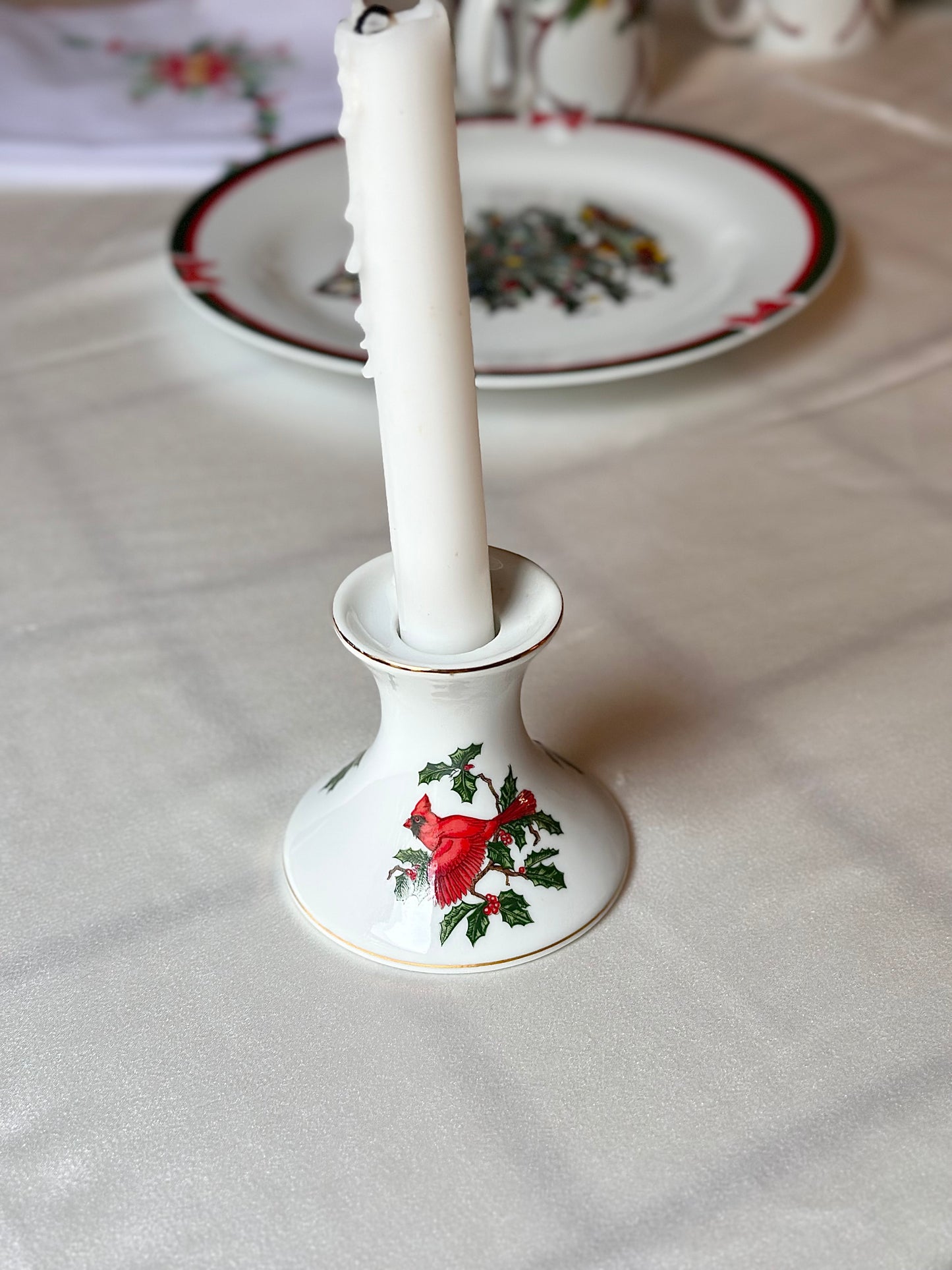 Jolly Cardinal Candle Holder