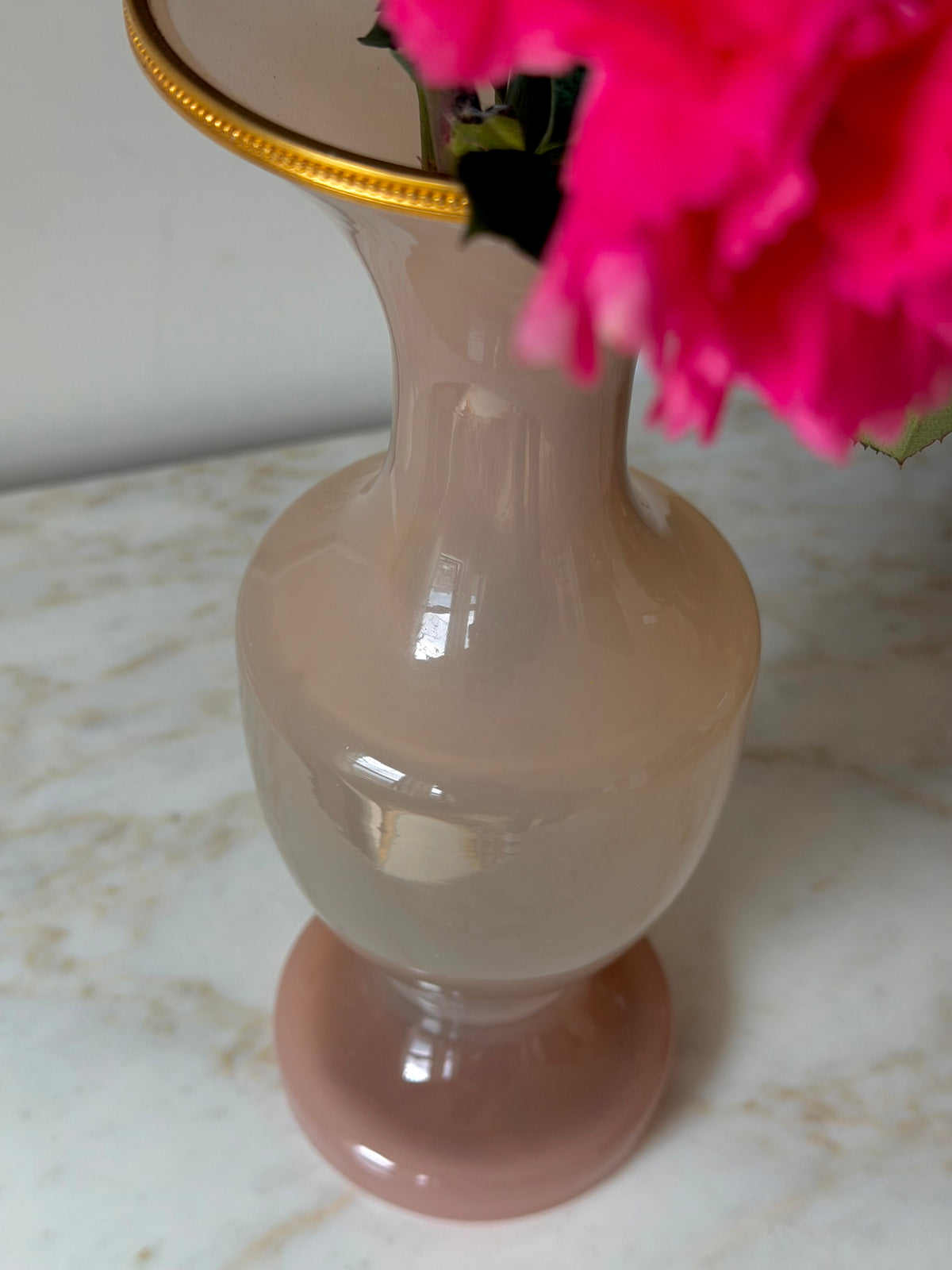 Pink Opaline Vase with Gilt Bronze Trim