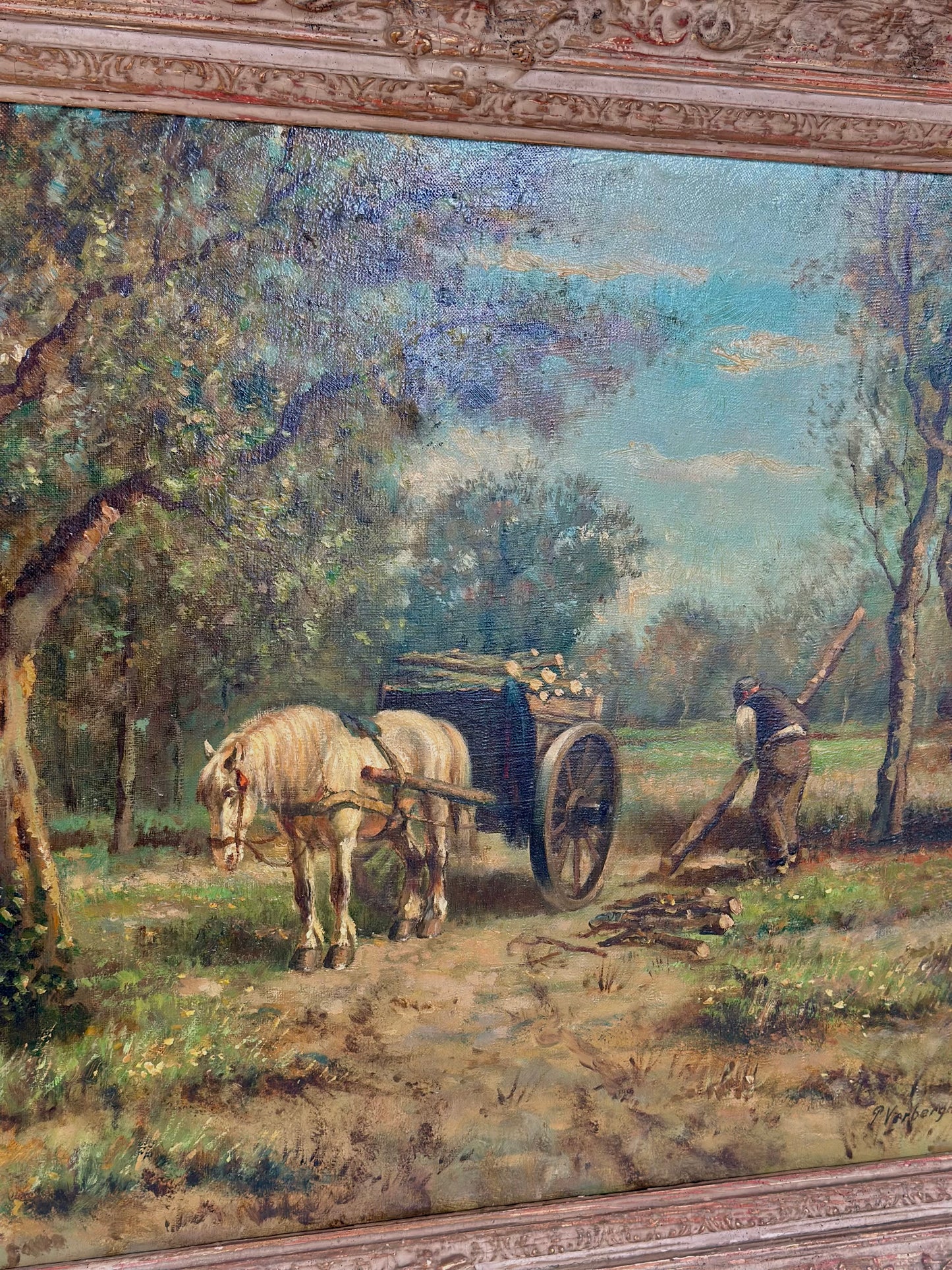 Antique Pastoral Landscape Oil on Canvas