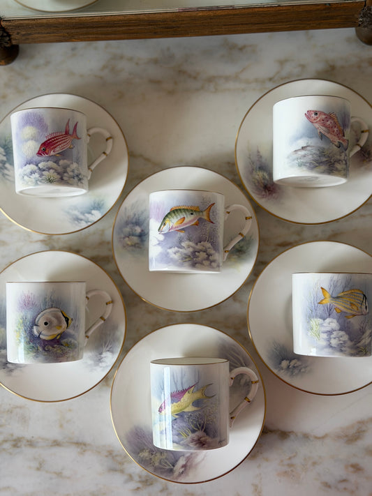 Royal Worcester demitasse teacup and saucer set (6)
