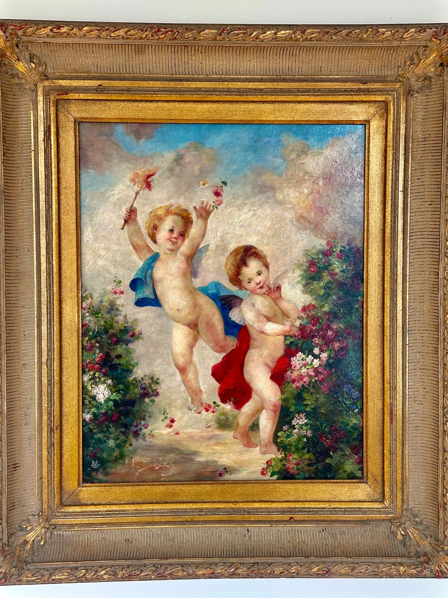 Playful Cherubs Oil on Canvas