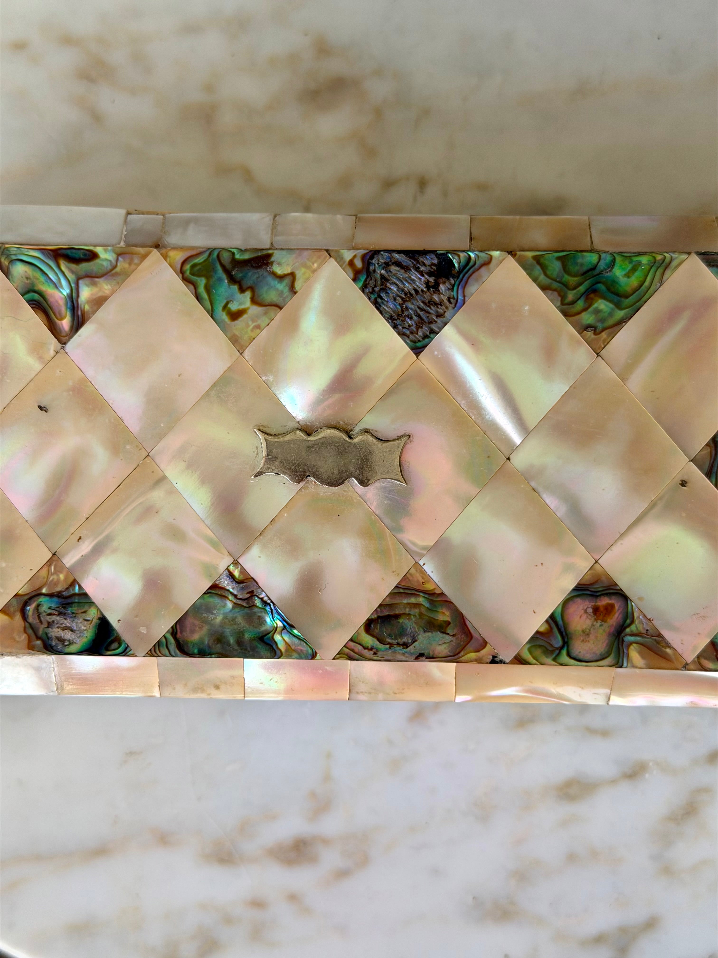 Mother of Pearl & Abalone Jewelry Box with Dated Inscription