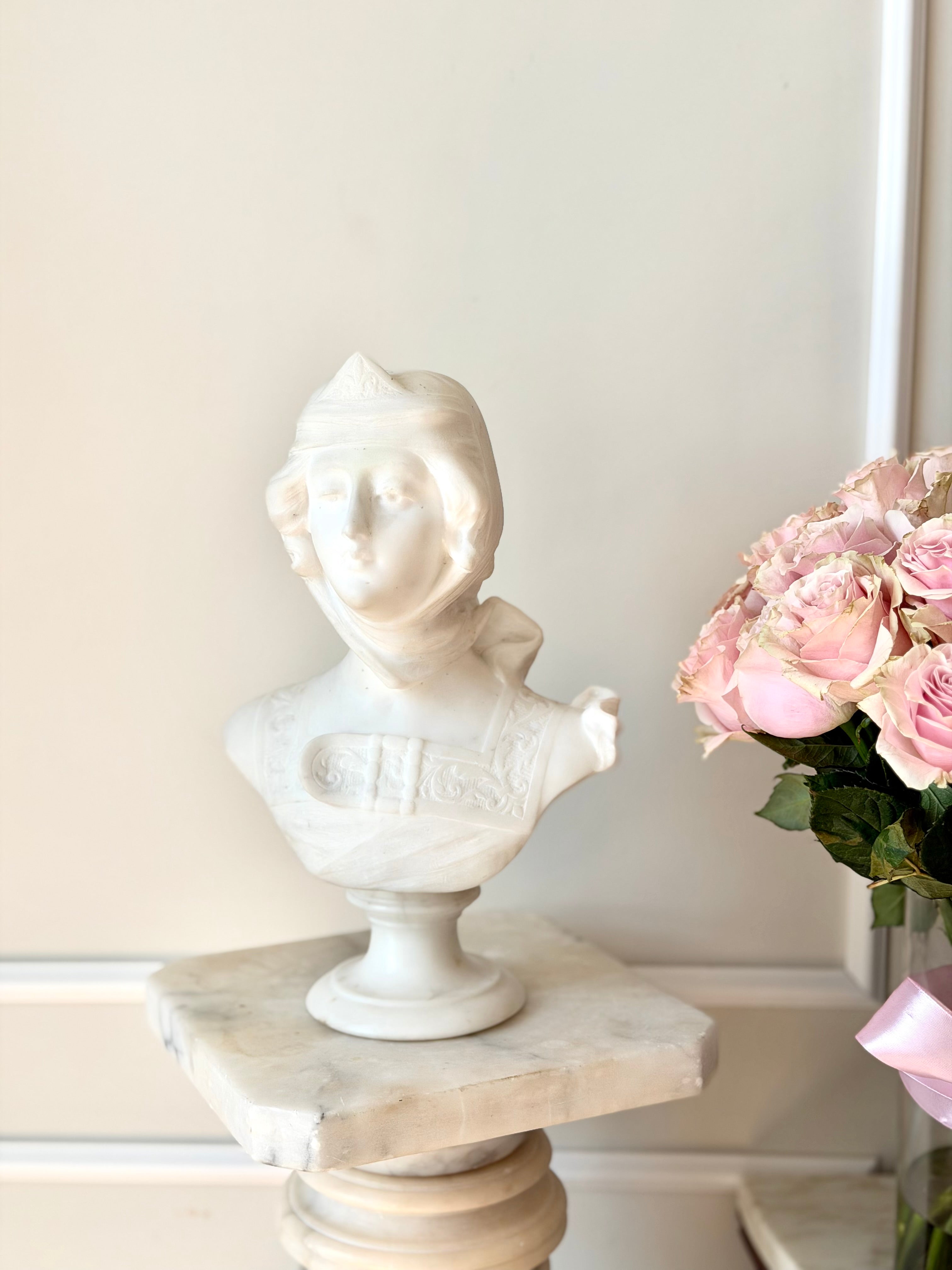 Antique Florentine Alabaster Bust by A. Batacchi