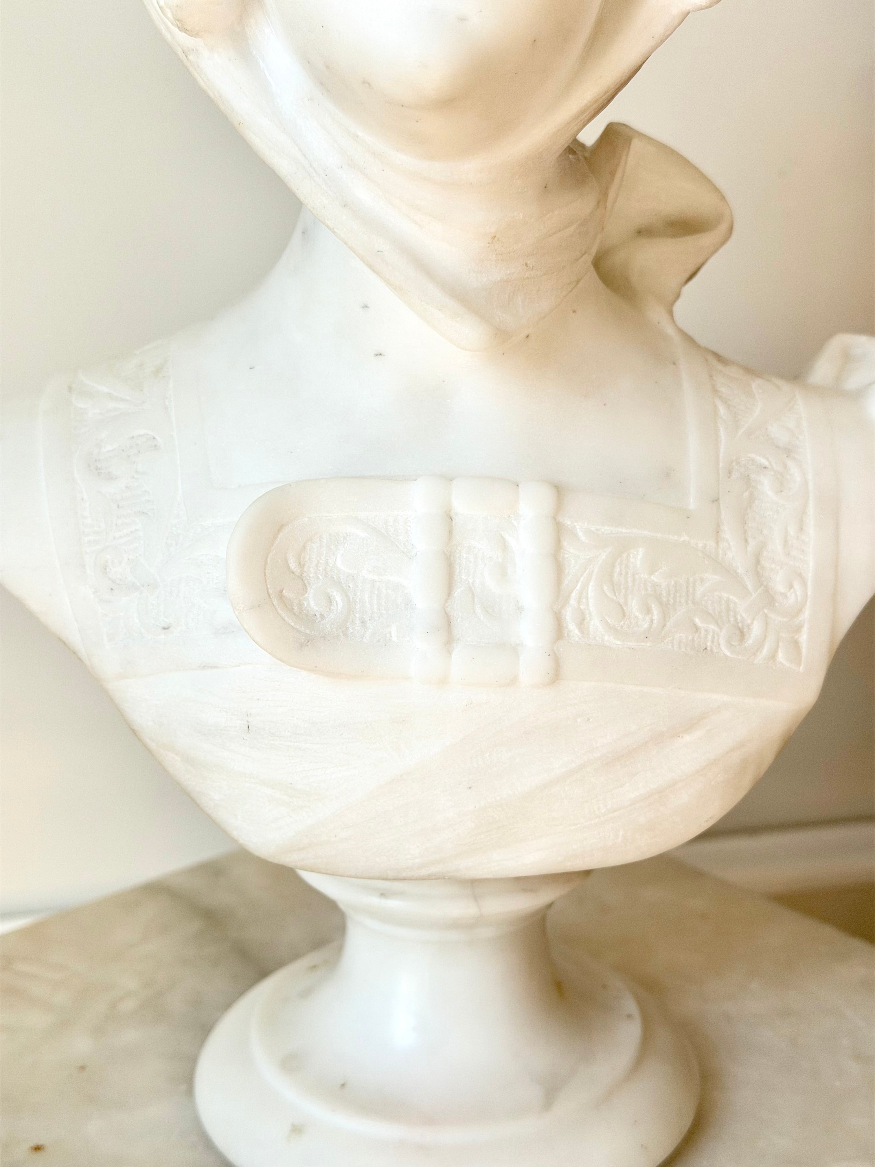 Antique Florentine Alabaster Bust by A. Batacchi