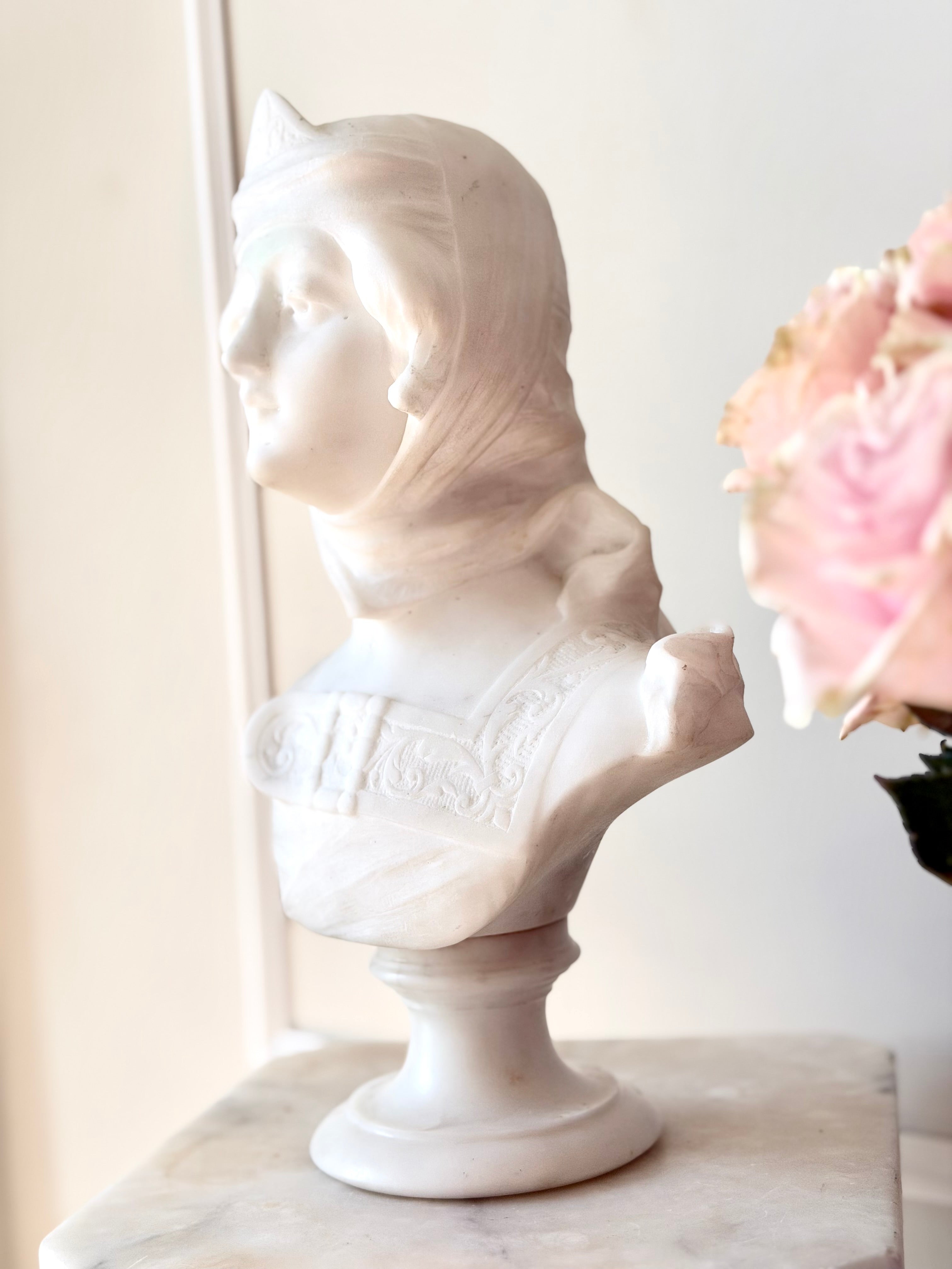 Antique Florentine Alabaster Bust by A. Batacchi