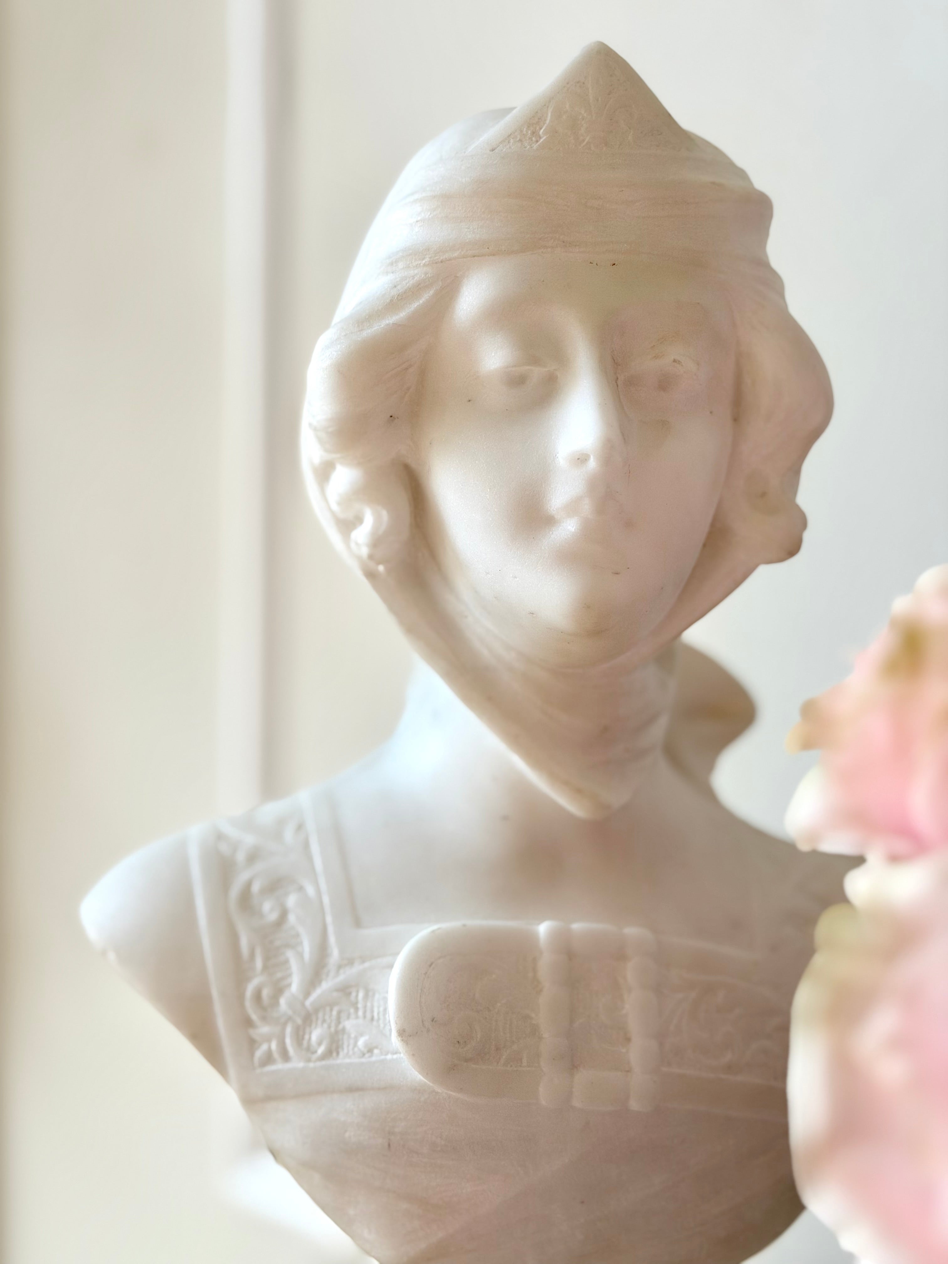 Antique Florentine Alabaster Bust by A. Batacchi